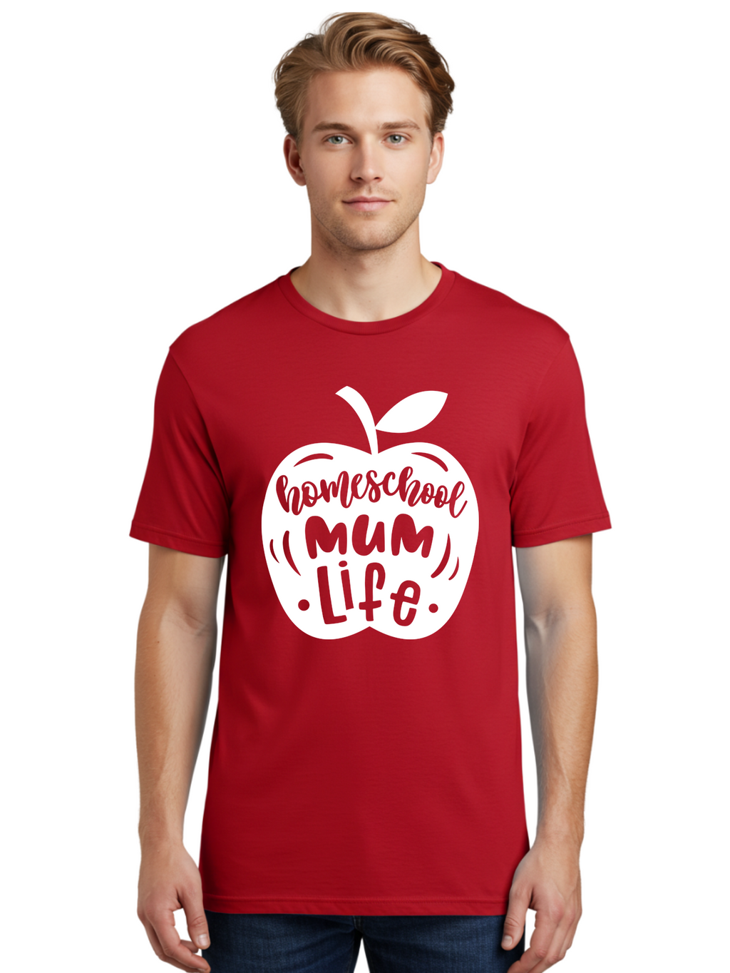 Homeschool-Mum-Life Men'S Graphic Tee, 100% Cotton, Comfortable Casual Summer Wear, Machine Washable, Homeschool Mum Life, Apple Graphic, Homeschooling Mother, Education, Parenting, Personalized Learning Aab392