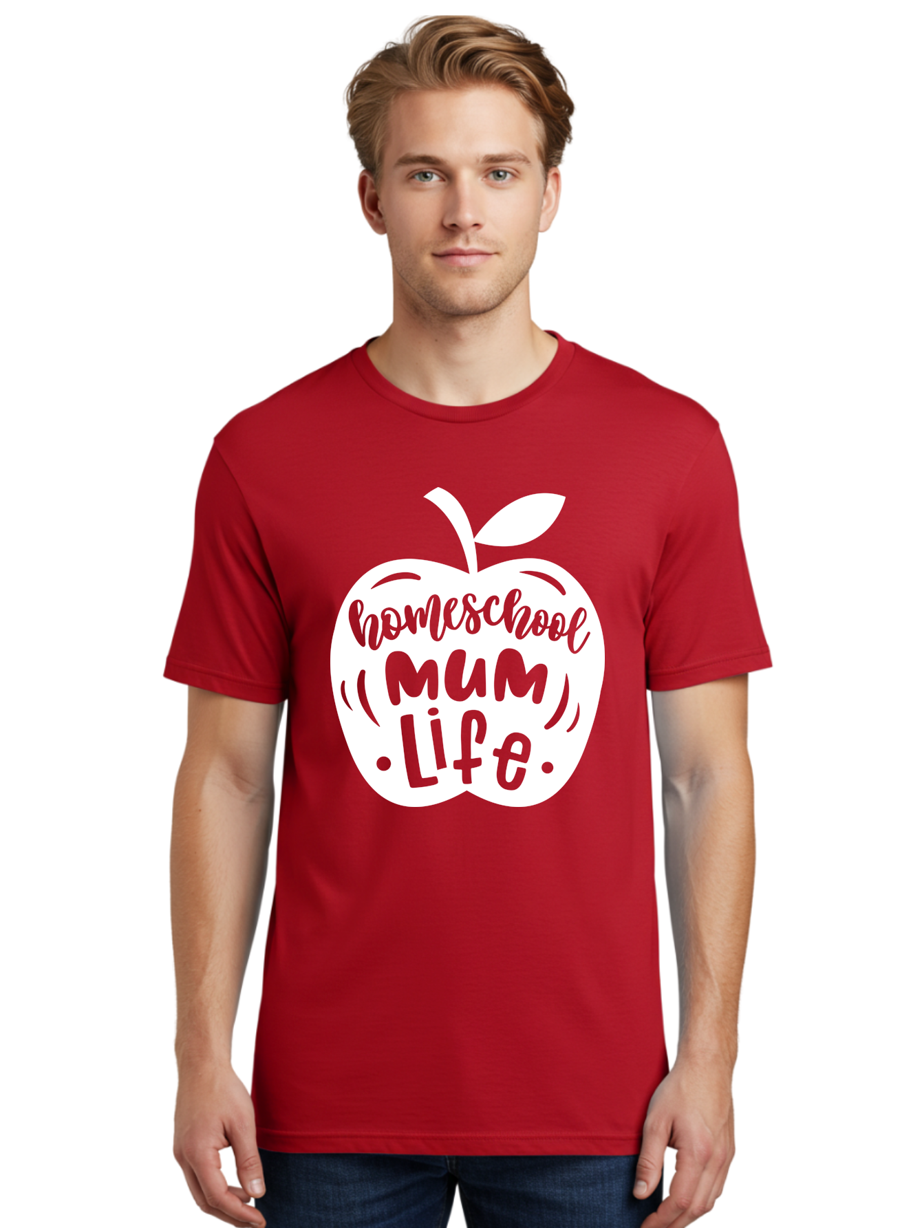Homeschool-Mum-Life Men'S Graphic Tee, 100% Cotton, Comfortable Casual Summer Wear, Machine Washable, Homeschool Mum Life, Apple Graphic, Homeschooling Mother, Education, Parenting, Personalized Learning Aab392
