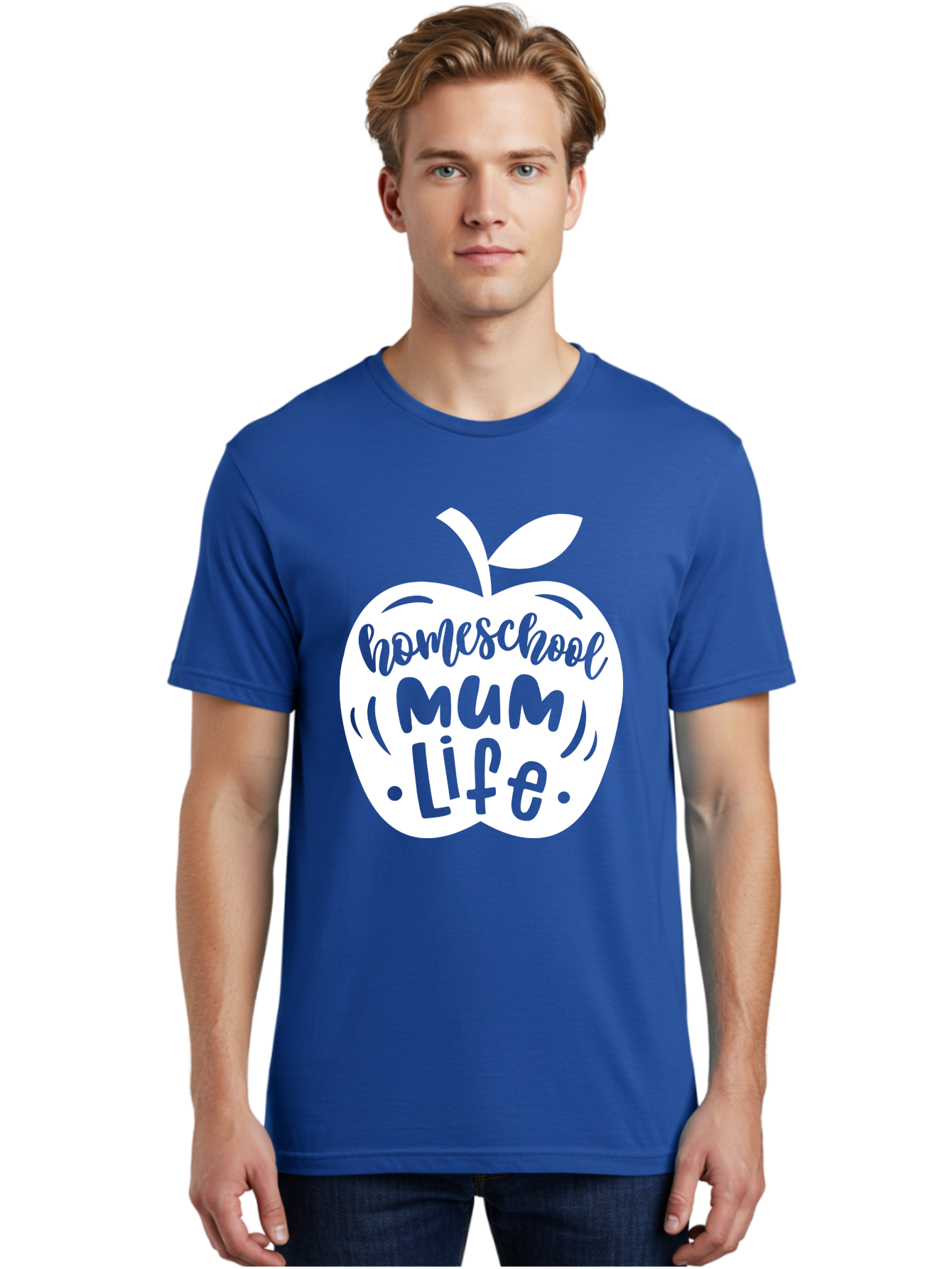 Homeschool-Mum-Life Men'S Graphic Tee, 100% Cotton, Comfortable Casual Summer Wear, Machine Washable, Homeschool Mum Life, Apple Graphic, Homeschooling Mother, Education, Parenting, Personalized Learning Aab392