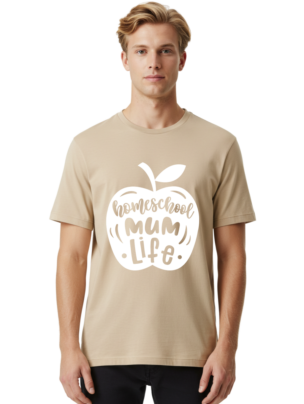 Homeschool-Mum-Life Men'S Graphic Tee, 100% Cotton, Comfortable Casual Summer Wear, Machine Washable, Homeschool Mum Life, Apple Graphic, Homeschooling Mother, Education, Parenting, Personalized Learning Aab392