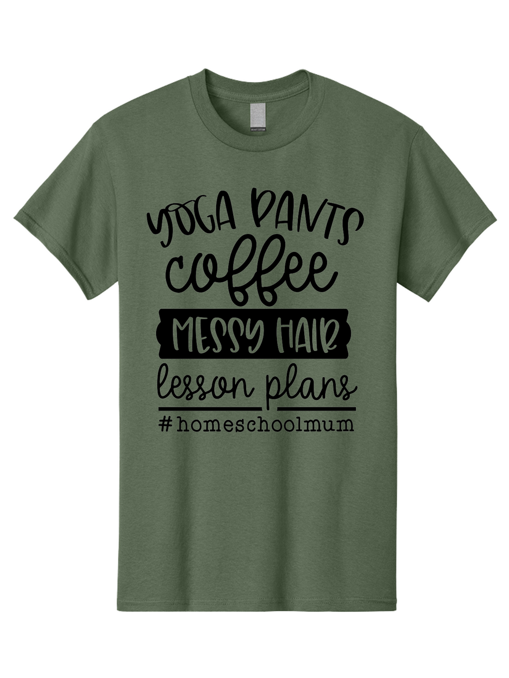 Homeschoolmum Men'S Graphic Tee, 100% Cotton, Comfortable Casual Summer Wear, Machine Washable, Homeschool Mom Lifestyle, Yoga Pants, Coffee, Messy Hair, Lesson Plans, Homeschooling, Mom Life, Parenting, Education, Teaching Aab400