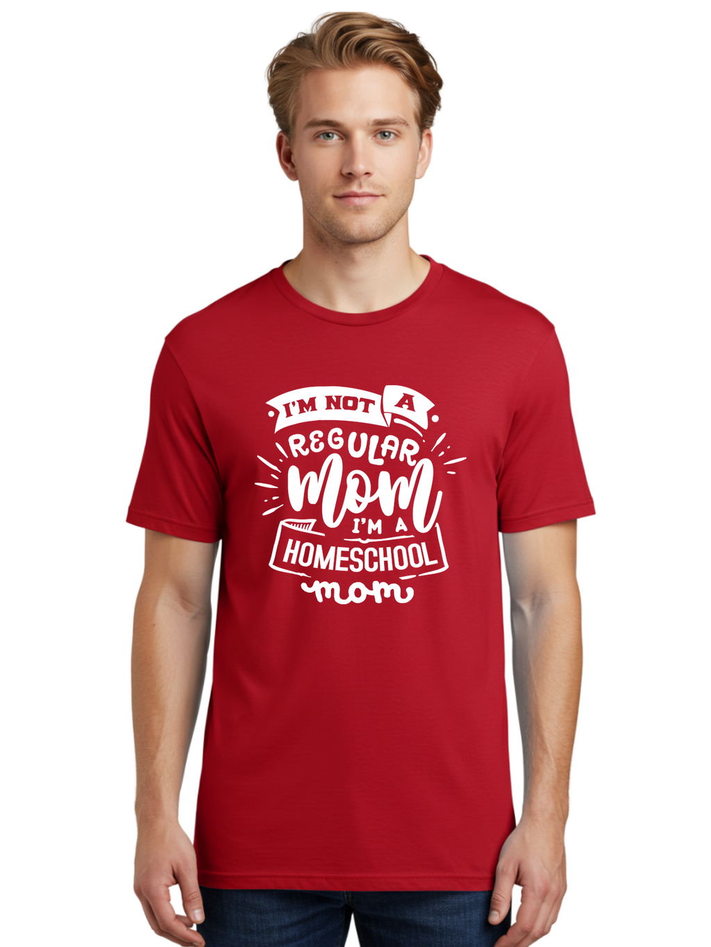 I-M-Not-A-Regular-Mom-I-M-A-Homeschool-Mom Men'S Graphic Tee, 100% Cotton, Comfortable Casual Summer Wear, Machine Washable, Homeschool Mom, Proud Parent, Alternative Education, Dedicated Mother, Homeschooling Lifestyle, Mom Quotes, Aab404