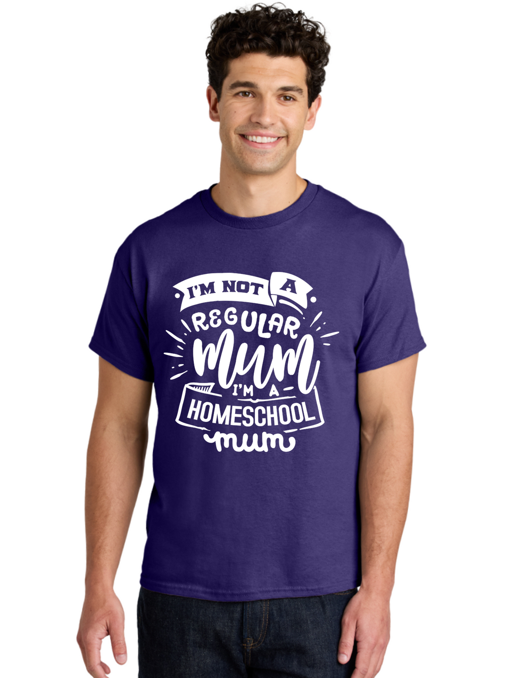 I-M-Not-A-Regular-Mum-I-M-A-Homeschool-Mum Men'S Graphic Tee, 100% Cotton, Comfortable Casual Summer Wear, Machine Washable, Homeschool Mom, Proud Parent, Alternative Education, Mom Life, Homeschooling, Parenting Tips, Education At Home, Aab406