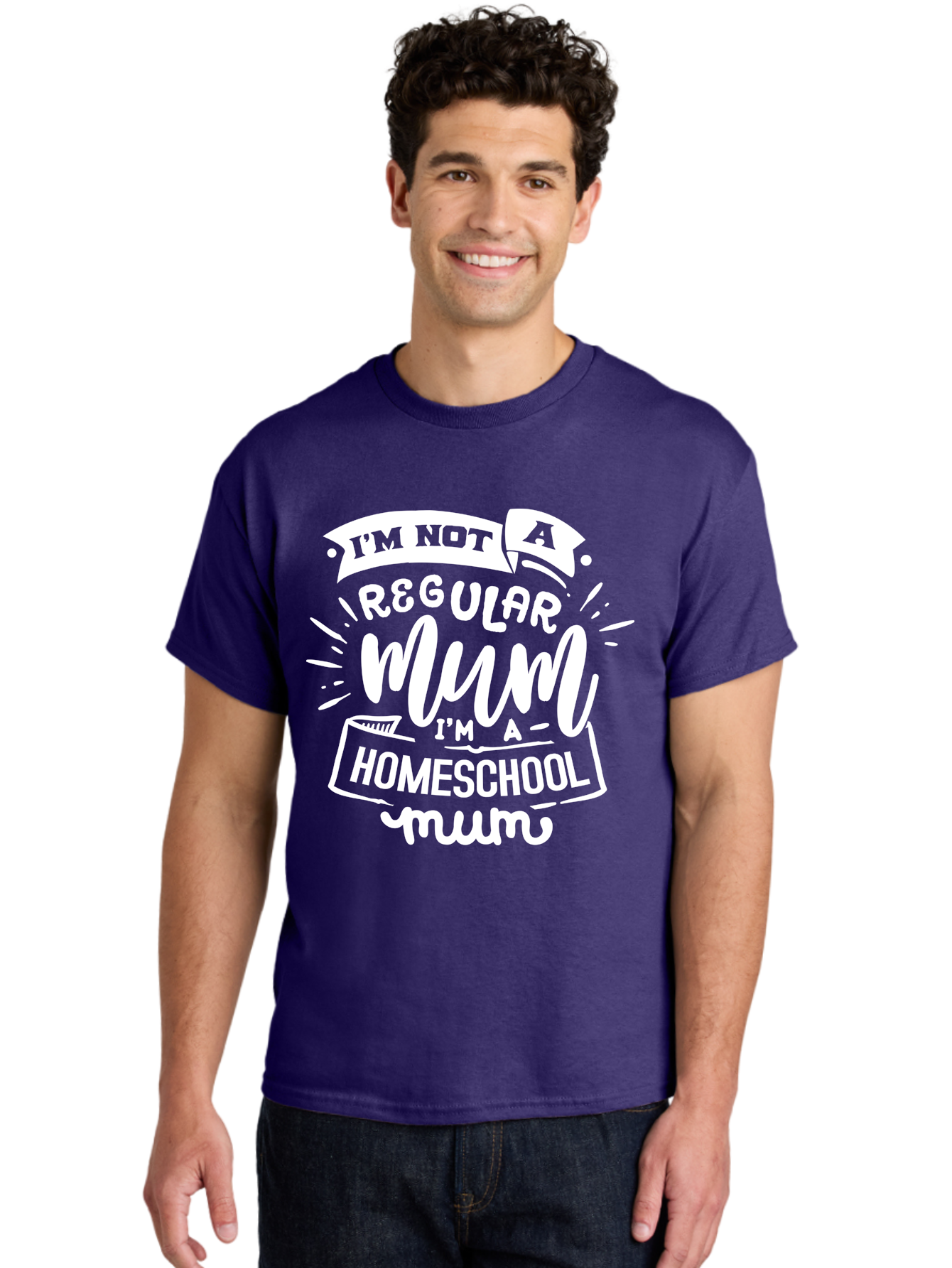 I-M-Not-A-Regular-Mum-I-M-A-Homeschool-Mum Men'S Graphic Tee, 100% Cotton, Comfortable Casual Summer Wear, Machine Washable, Homeschool Mom, Proud Parent, Alternative Education, Mom Life, Homeschooling, Parenting Tips, Education At Home, Aab406