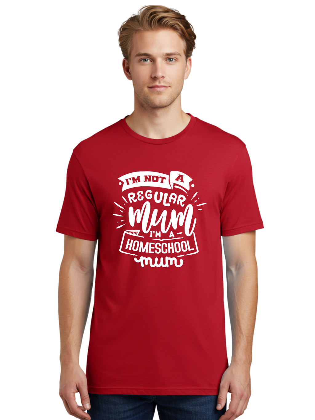 I-M-Not-A-Regular-Mum-I-M-A-Homeschool-Mum Men'S Graphic Tee, 100% Cotton, Comfortable Casual Summer Wear, Machine Washable, Homeschool Mom, Proud Parent, Alternative Education, Mom Life, Homeschooling, Parenting Tips, Education At Home, Aab406