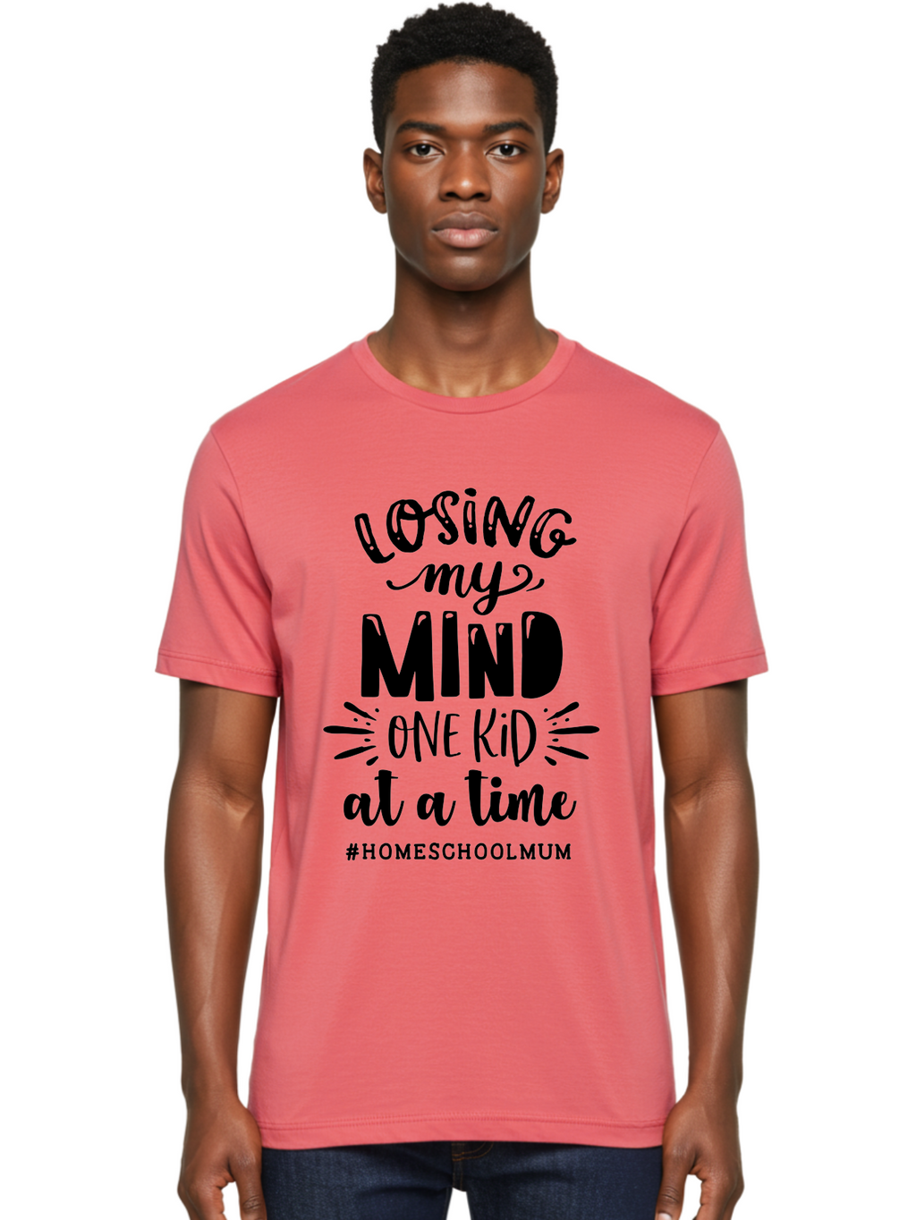 Losing-My-Mind-One-Kid-At-A-Time-1 Men'S Graphic Tee, 100% Cotton, Comfortable Casual Summer Wear, Machine Washable, Humorous Homeschool Mom Quote, Funny Parenting Phrase, Relatable Mom Joke, Homeschooling Struggles, Parenting Humor, Mom Life Aab409