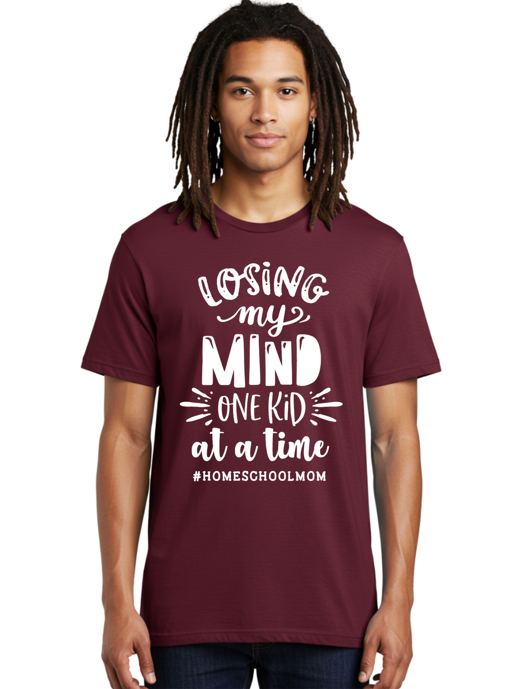 Losing-My-Mind-One-Kid-At-A-Time-2 Men'S Graphic Tee, 100% Cotton, Comfortable Casual Summer Wear, Machine Washable, Homeschool Mom, Parenting Humor, Funny Quotes, Mom Life, Homeschooling Challenges, Mom Struggles, Parenting Struggles, Aab410