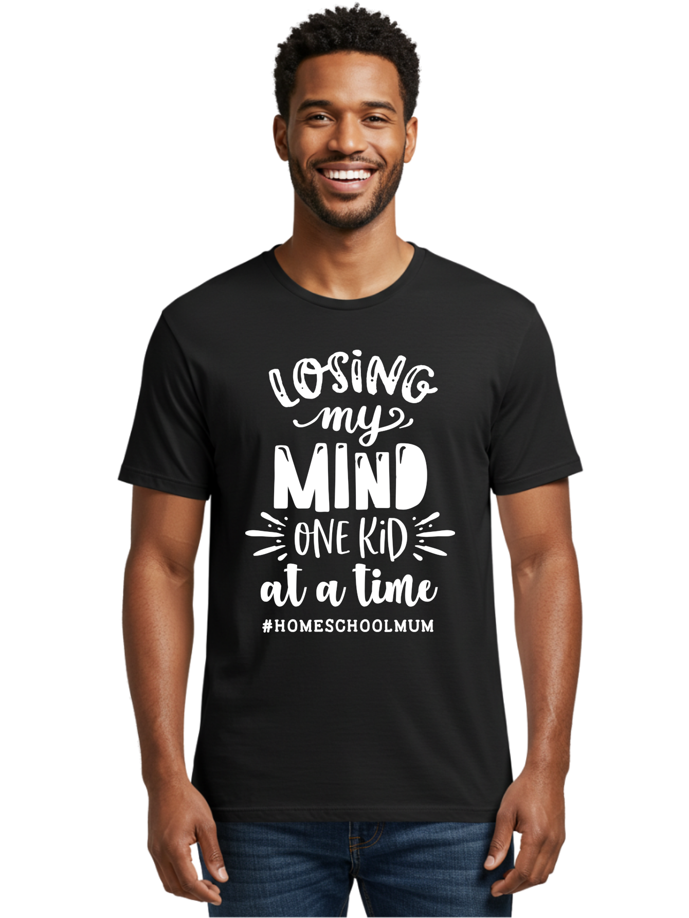 Losing-My-Mind-One-Kid-At-A-Time Men'S Graphic Tee, 100% Cotton, Comfortable Casual Summer Wear, Machine Washable, Homeschool Mom, Parenting Struggles, Humorous Quote, Motherhood Challenges, Parenting Life Aab411