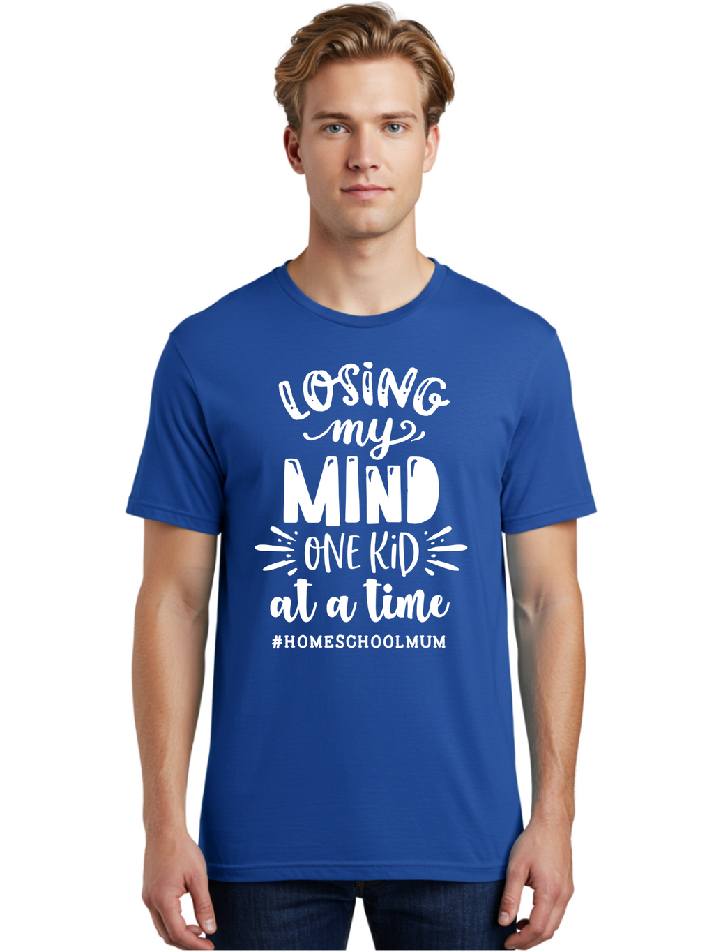 Losing-My-Mind-One-Kid-At-A-Time Men'S Graphic Tee, 100% Cotton, Comfortable Casual Summer Wear, Machine Washable, Homeschool Mom, Parenting Struggles, Humorous Quote, Motherhood Challenges, Parenting Life Aab411