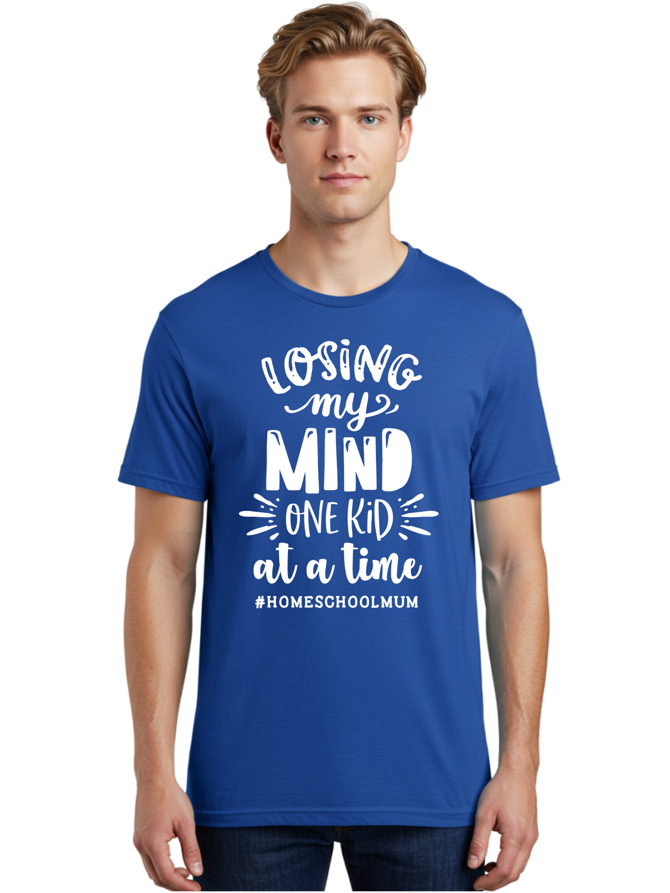 Losing-My-Mind-One-Kid-At-A-Time Men'S Graphic Tee, 100% Cotton, Comfortable Casual Summer Wear, Machine Washable, Homeschool Mom, Parenting Struggles, Humorous Quote, Motherhood Challenges, Parenting Life Aab411