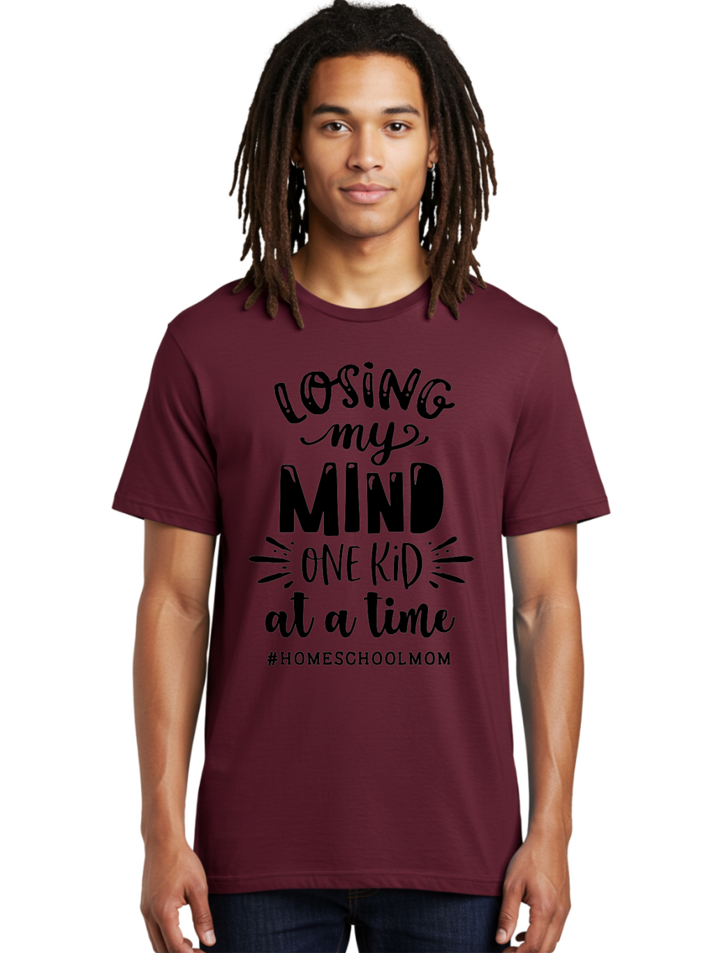 Losing-My-Mind Men'S Graphic Tee, 100% Cotton, Comfortable Casual Summer Wear, Machine Washable, Homeschool Mom Quotes, Parenting Humor, Funny Sayings, Mom Life, Homeschooling Challenges, Parenting Stress, Humor For Moms Aab412