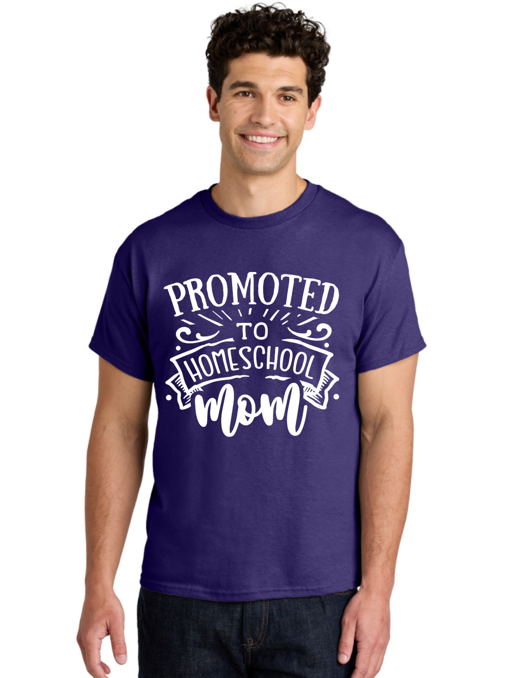 Promoted-To-Homeschool-Mom Men'S Graphic Tee, 100% Cotton, Comfortable Casual Summer Wear, Machine Washable, Homeschool Mom, Education At Home, Parenting Journey, Alternative Schooling, Mom Life, Family Learning, Personalized Education, Aab418
