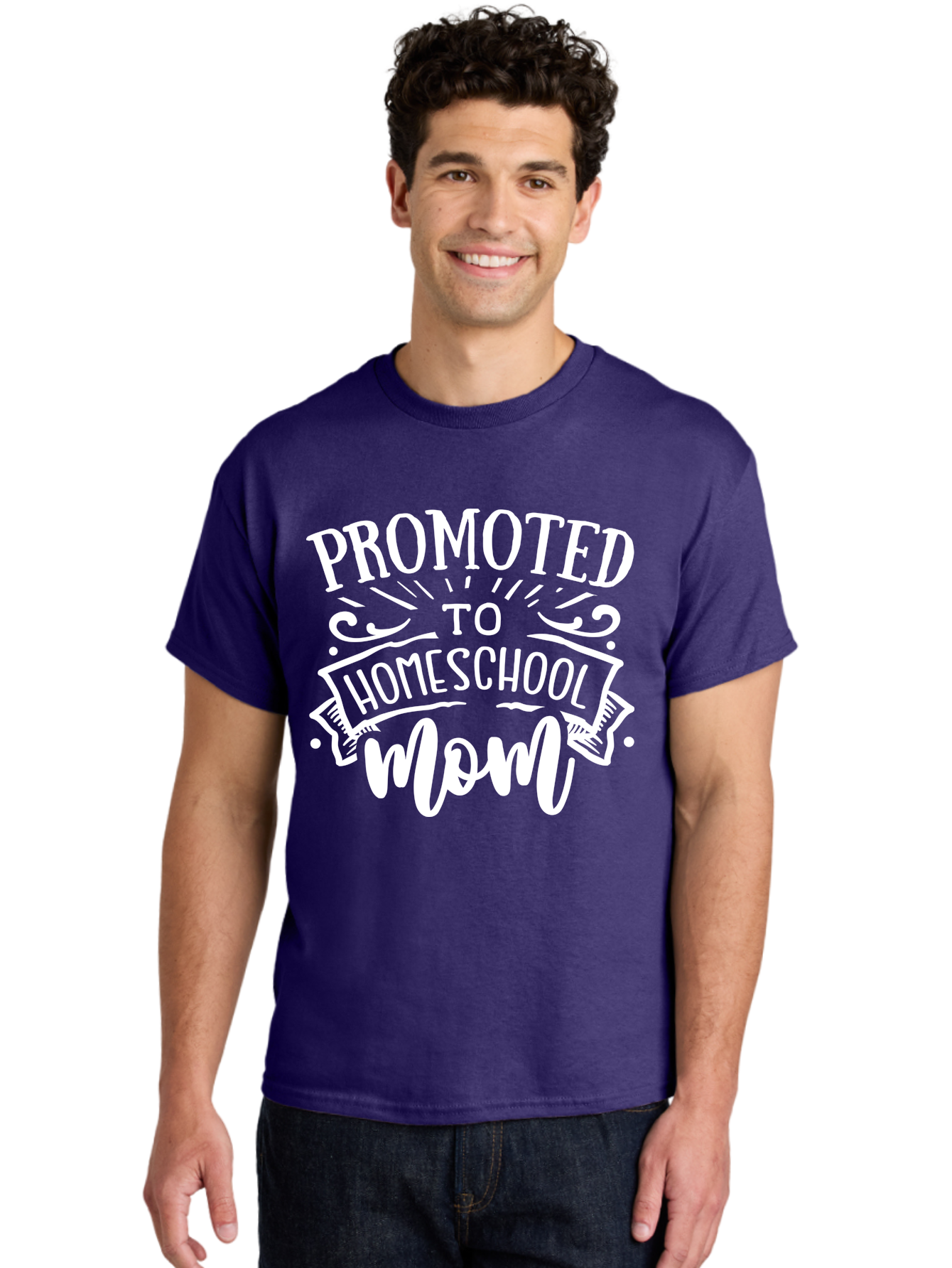 Promoted-To-Homeschool-Mom Men'S Graphic Tee, 100% Cotton, Comfortable Casual Summer Wear, Machine Washable, Homeschool Mom, Education At Home, Parenting Journey, Alternative Schooling, Mom Life, Family Learning, Personalized Education, Aab418