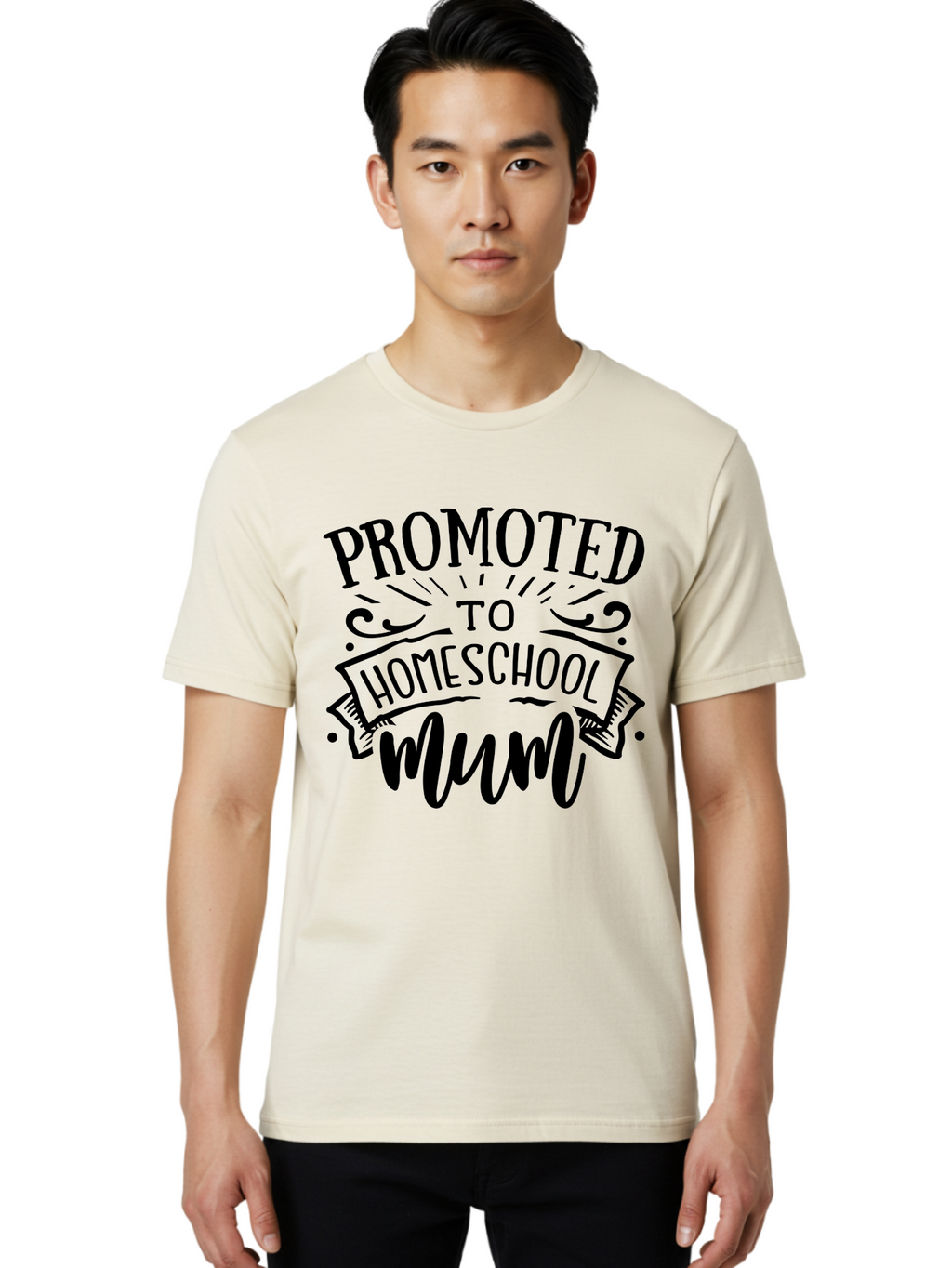 Promoted-To-Homeschool-Mum-1 Men'S Graphic Tee, 100% Cotton, Comfortable Casual Summer Wear, Machine Washable, Homeschool Mum, Mom Life, Parenting, Education, Homeschooling, Funny Quote, Humorous Design, Mom Quote, Inspirational Quote Aab419