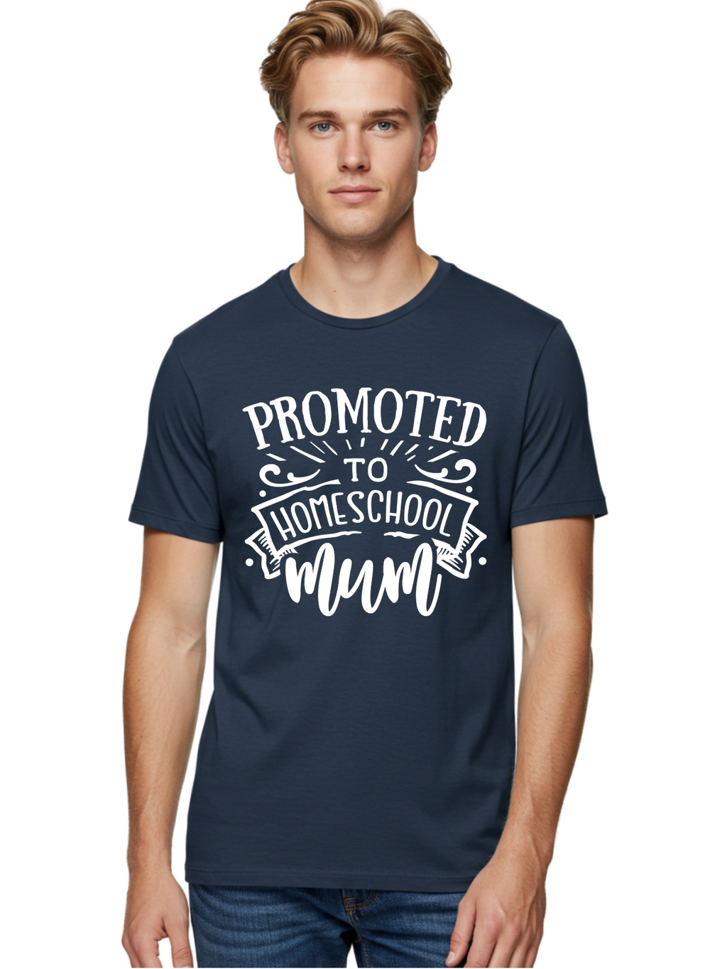 Promoted-To-Homeschool-Mum Men'S Graphic Tee, 100% Cotton, Comfortable Casual Summer Wear, Machine Washable, Homeschool Mom, Promoted To Homeschool Mum, Homeschooling, Mom Life, Parenting, Education, Funny Quote, Humorous Saying Aab420