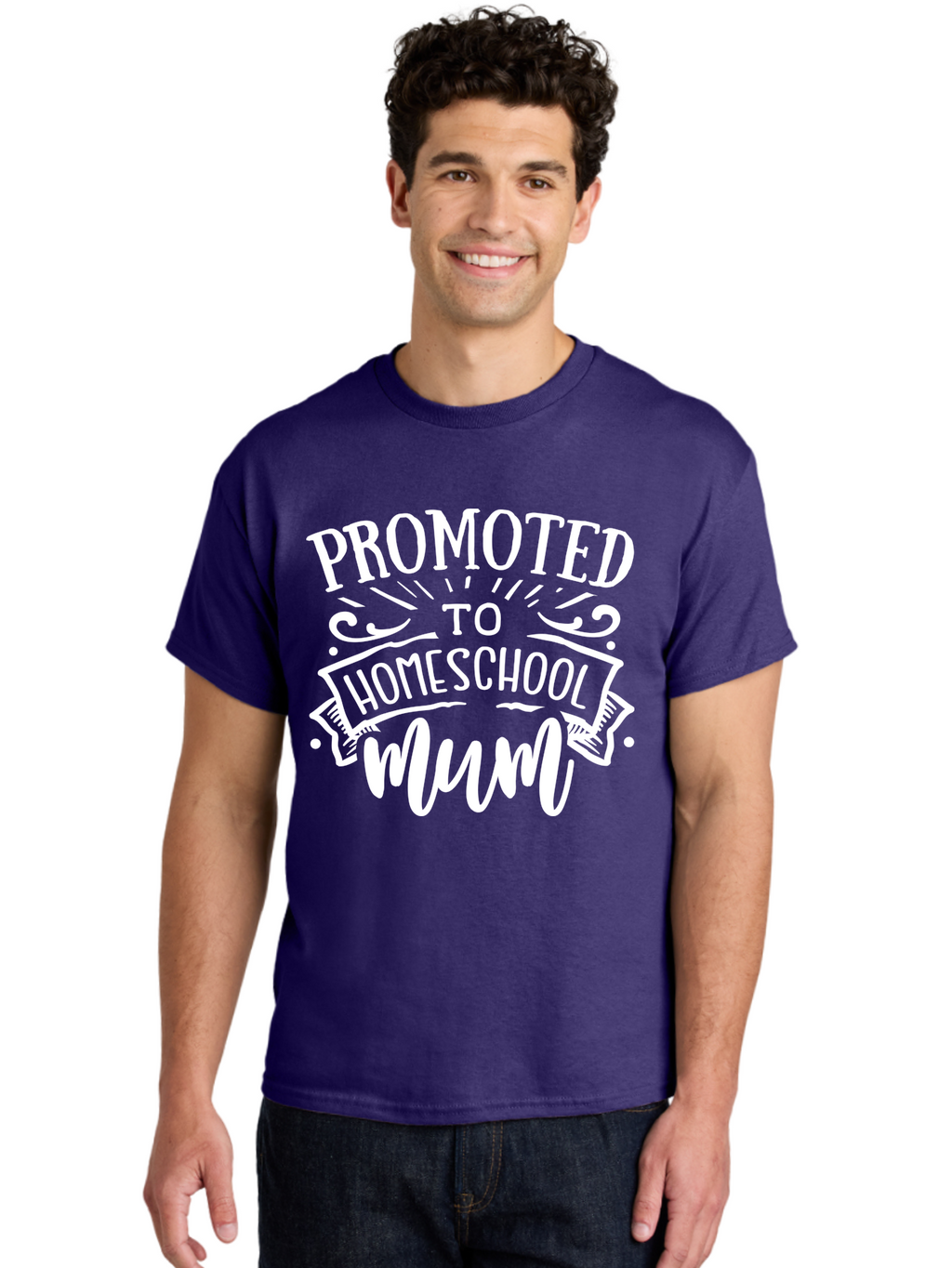 Promoted-To-Homeschool-Mum Men'S Graphic Tee, 100% Cotton, Comfortable Casual Summer Wear, Machine Washable, Homeschool Mom, Promoted To Homeschool Mum, Homeschooling, Mom Life, Parenting, Education, Funny Quote, Humorous Saying Aab420