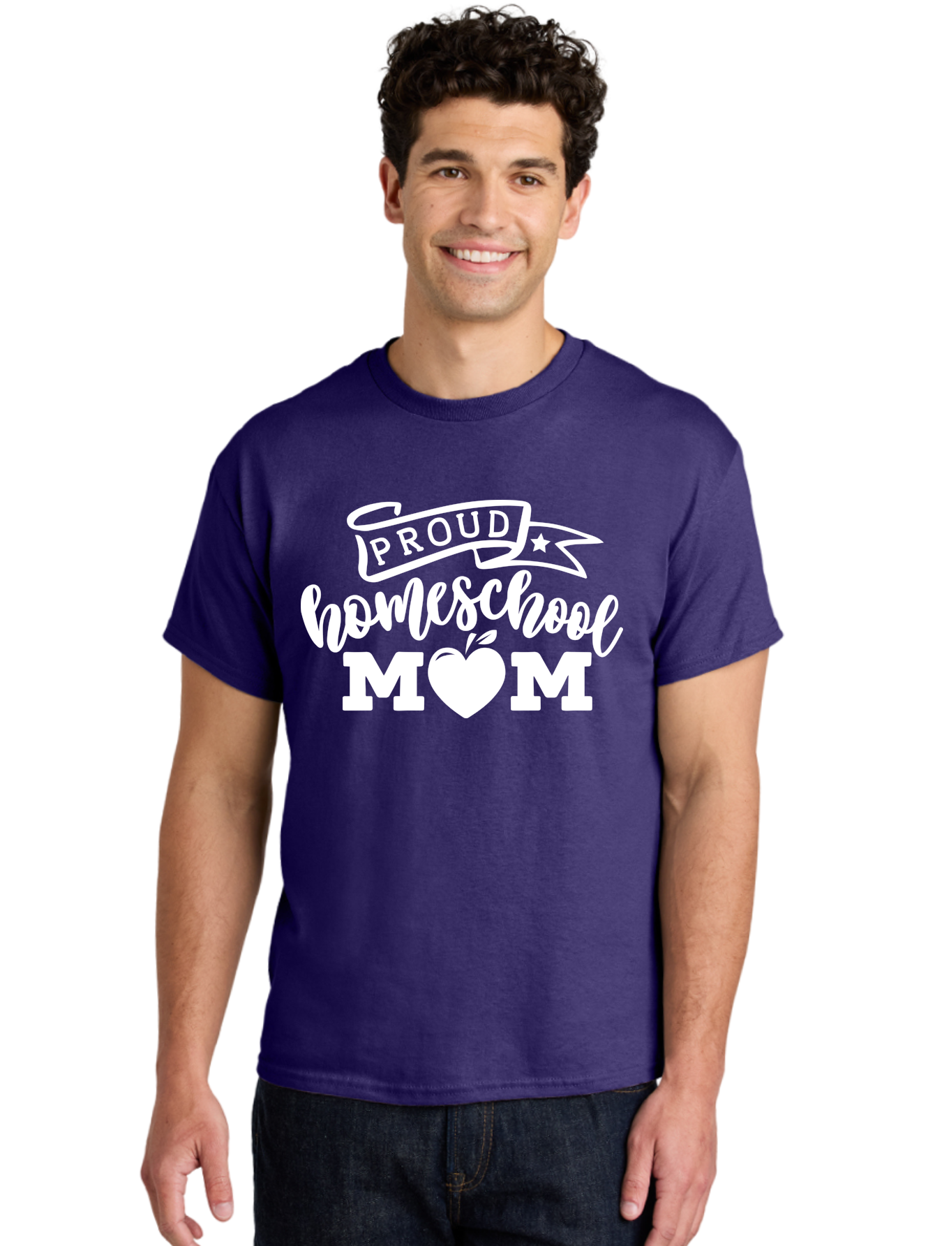 Proud-Homeschool-Mom-1 Men'S Graphic Tee, 100% Cotton, Comfortable Casual Summer Wear, Machine Washable, Homeschool Mom Graphic, Proud Parent, Apple Heart Symbol, Education, Parenting, Inspirational Quote, Homeschooling, Motherhood, Aab421