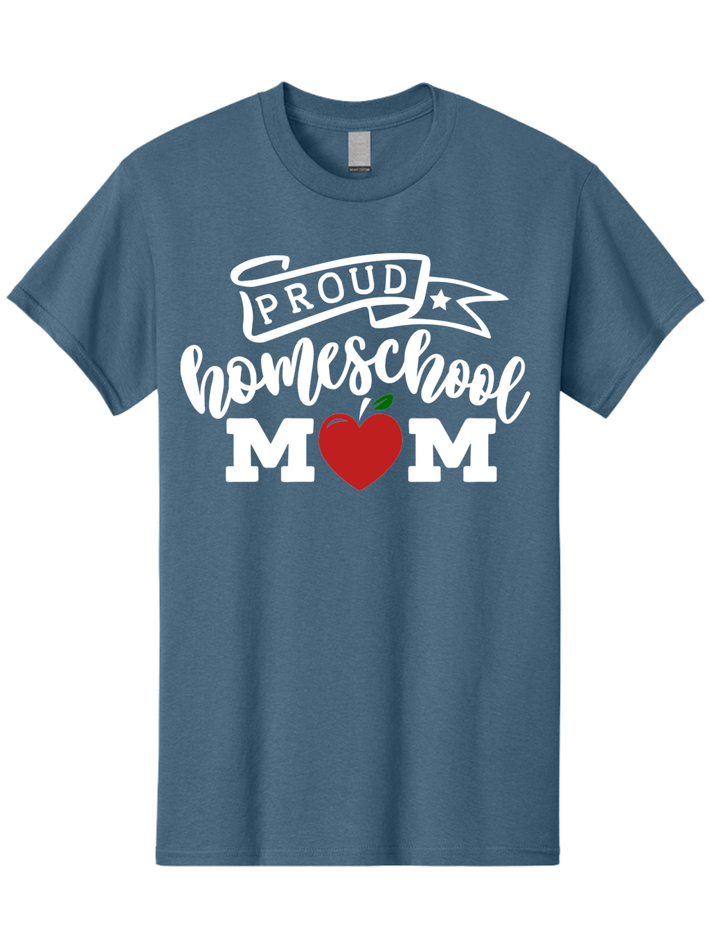 Proud-Homeschool-Mom-2 Men'S Graphic Tee, 100% Cotton, Comfortable Casual Summer Wear, Machine Washable, Homeschool Mom, Proud Parent, Apple Symbol, Homeschooling, Parenting, Education, Love For Learning, Red Apple Aab422