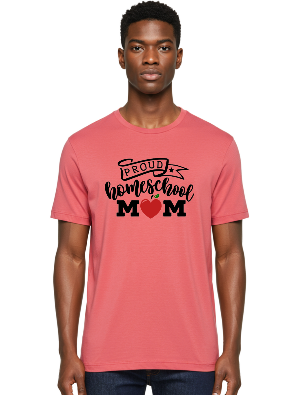 Proud-Homeschool-Mom-3 Men'S Graphic Tee, 100% Cotton, Comfortable Casual Summer Wear, Machine Washable, Homeschool Mom, Proud Parent, Homeschooling, Parenting, Education, Apple, Mother, Proud Homeschool Mom, Family, Love Aab423
