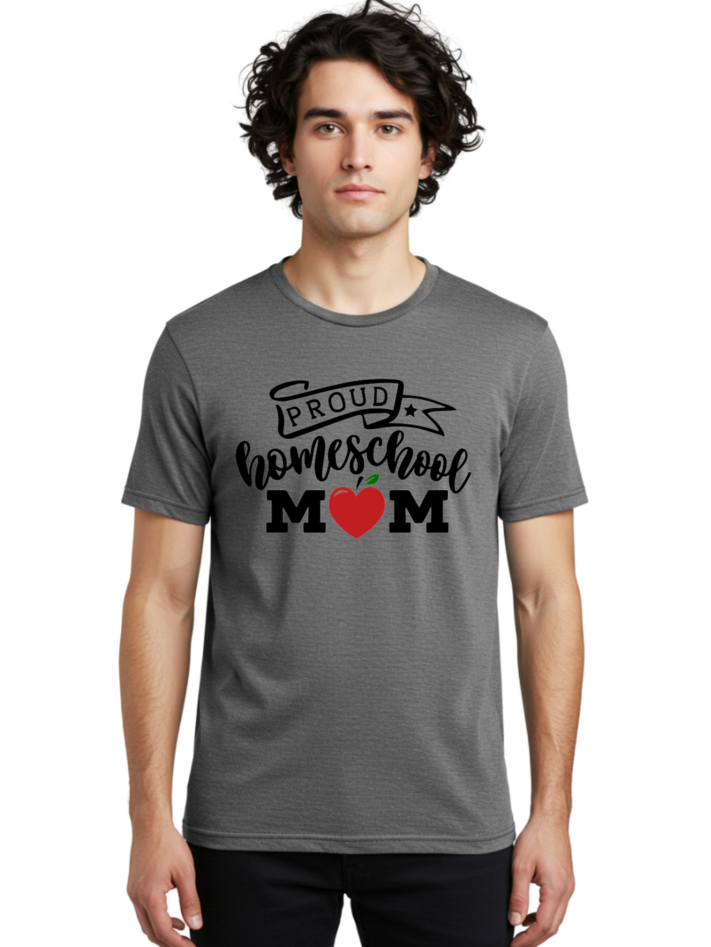 Proud-Homeschool-Mom-3 Men'S Graphic Tee, 100% Cotton, Comfortable Casual Summer Wear, Machine Washable, Homeschool Mom, Proud Parent, Homeschooling, Parenting, Education, Apple, Mother, Proud Homeschool Mom, Family, Love Aab423