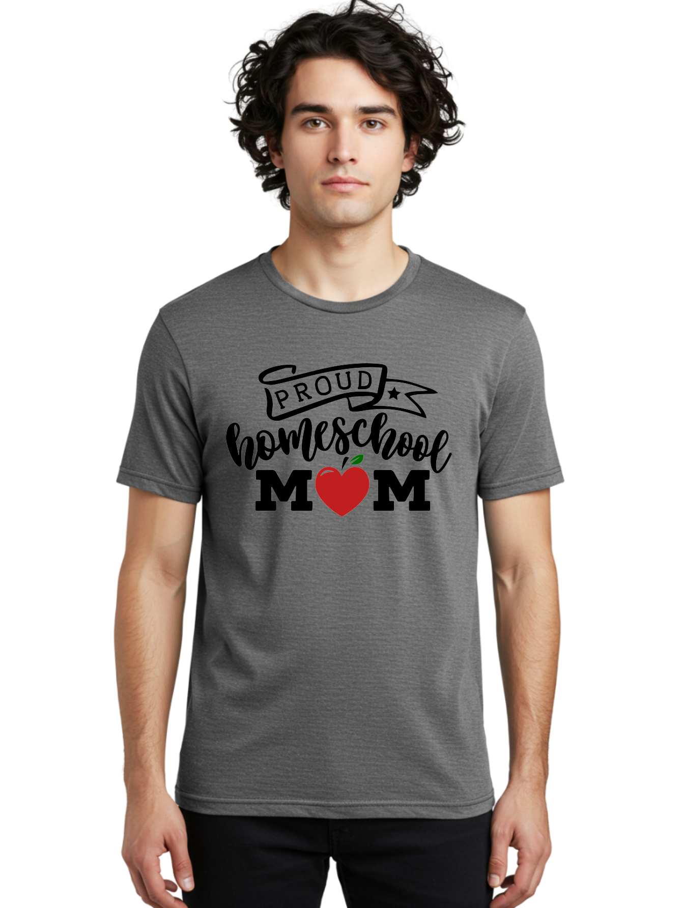 Proud-Homeschool-Mom-3 Men'S Graphic Tee, 100% Cotton, Comfortable Casual Summer Wear, Machine Washable, Homeschool Mom, Proud Parent, Homeschooling, Parenting, Education, Apple, Mother, Proud Homeschool Mom, Family, Love Aab423