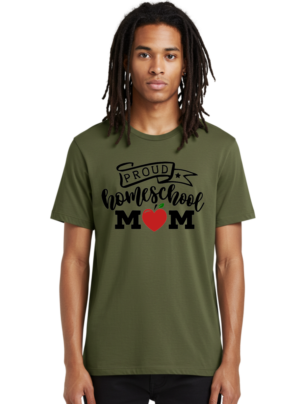 Proud-Homeschool-Mom-3 Men'S Graphic Tee, 100% Cotton, Comfortable Casual Summer Wear, Machine Washable, Homeschool Mom, Proud Parent, Homeschooling, Parenting, Education, Apple, Mother, Proud Homeschool Mom, Family, Love Aab423