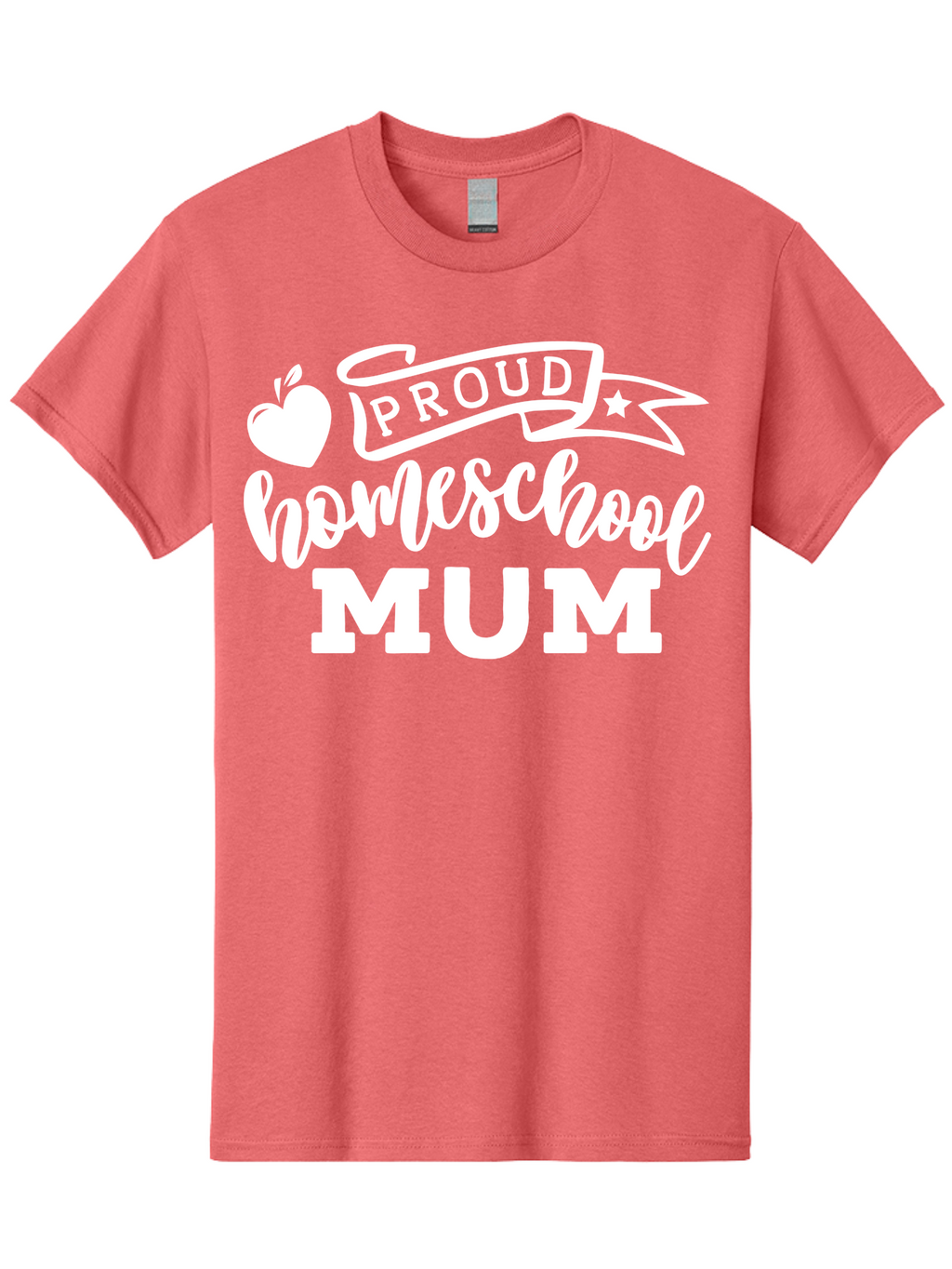 Proud-Homeschool-Mum-1 Men'S Graphic Tee, 100% Cotton, Comfortable Casual Summer Wear, Machine Washable, Homeschool Mom, Proud Parent, Homeschooling, Motherhood, Education, Apple Logo, Star Symbol, Banner Design, Parent Teacher, Aab425