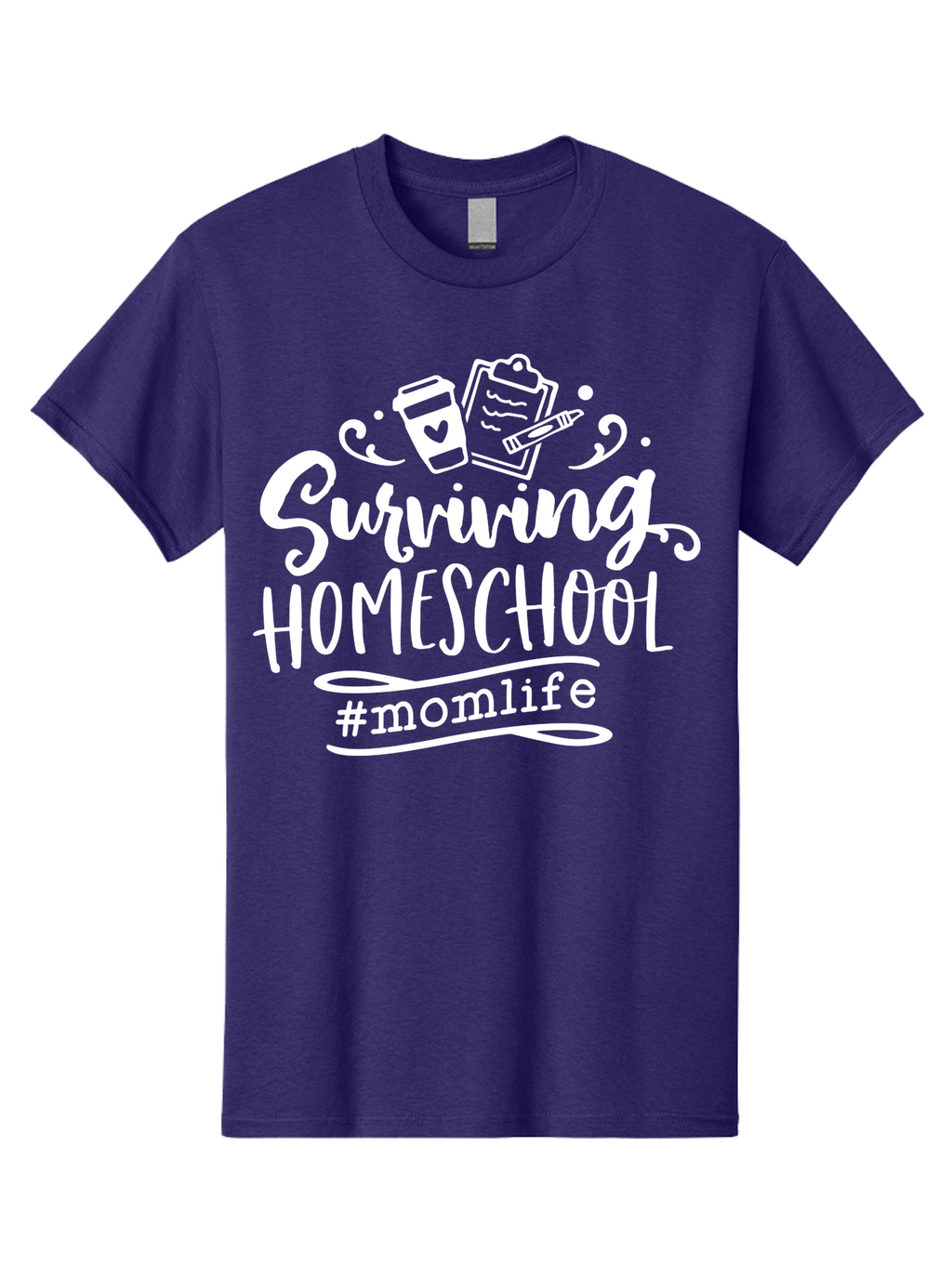 Surviving-Homeschool-1 Men'S Graphic Tee, 100% Cotton, Comfortable Casual Summer Wear, Machine Washable, Homeschooling Mom, Mom Life, Surviving Homeschool, Homeschool Survival, Parenting Tips, Education At Home, Momlife, Coffee Cup, Clipboard, Aab432