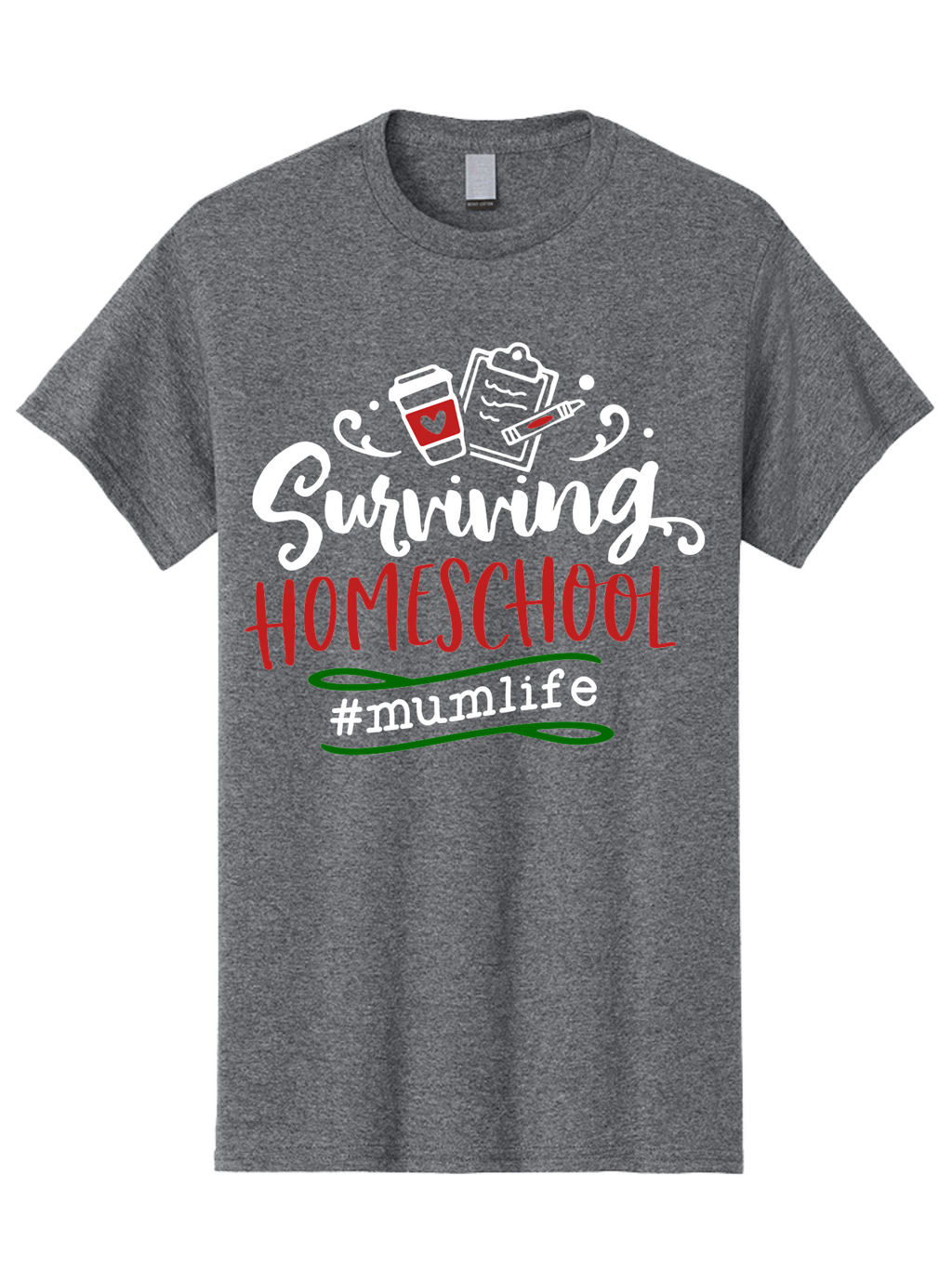 Surviving-Homeschool-4 Men'S Graphic Tee, 100% Cotton, Comfortable Casual Summer Wear, Machine Washable, Homeschooling, Parenting, Motherhood, Coffee Culture, Teaching, Learning, Education, #Mumlife, Mom Life, Homeschool Mom Aab435