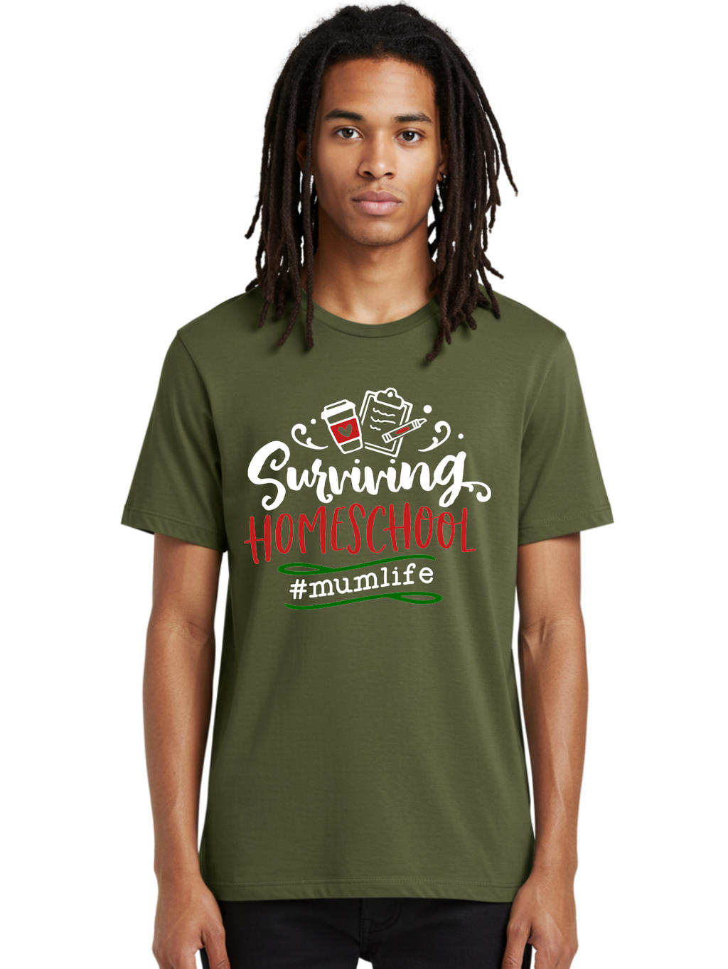 Surviving-Homeschool-4 Men'S Graphic Tee, 100% Cotton, Comfortable Casual Summer Wear, Machine Washable, Homeschooling, Parenting, Motherhood, Coffee Culture, Teaching, Learning, Education, #Mumlife, Mom Life, Homeschool Mom Aab435
