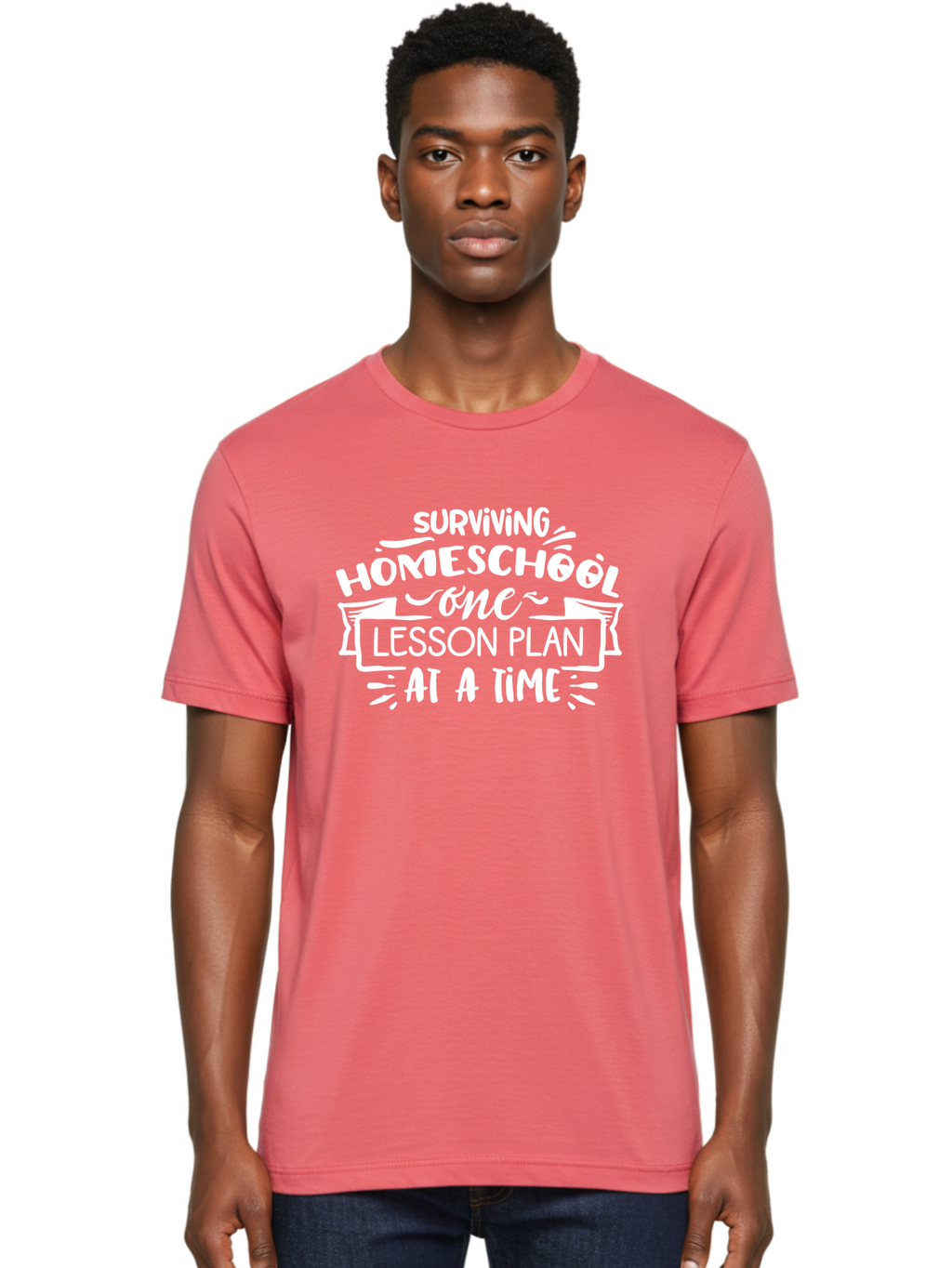 Surviving-Homeschool-7 Men'S Graphic Tee, 100% Cotton, Comfortable Casual Summer Wear, Machine Washable, Homeschool Survival, Homeschooling, Lesson Planning, Education, Teaching, Parenting, Humorous Quote, Inspirational Quote, Teaching Tip Aab438