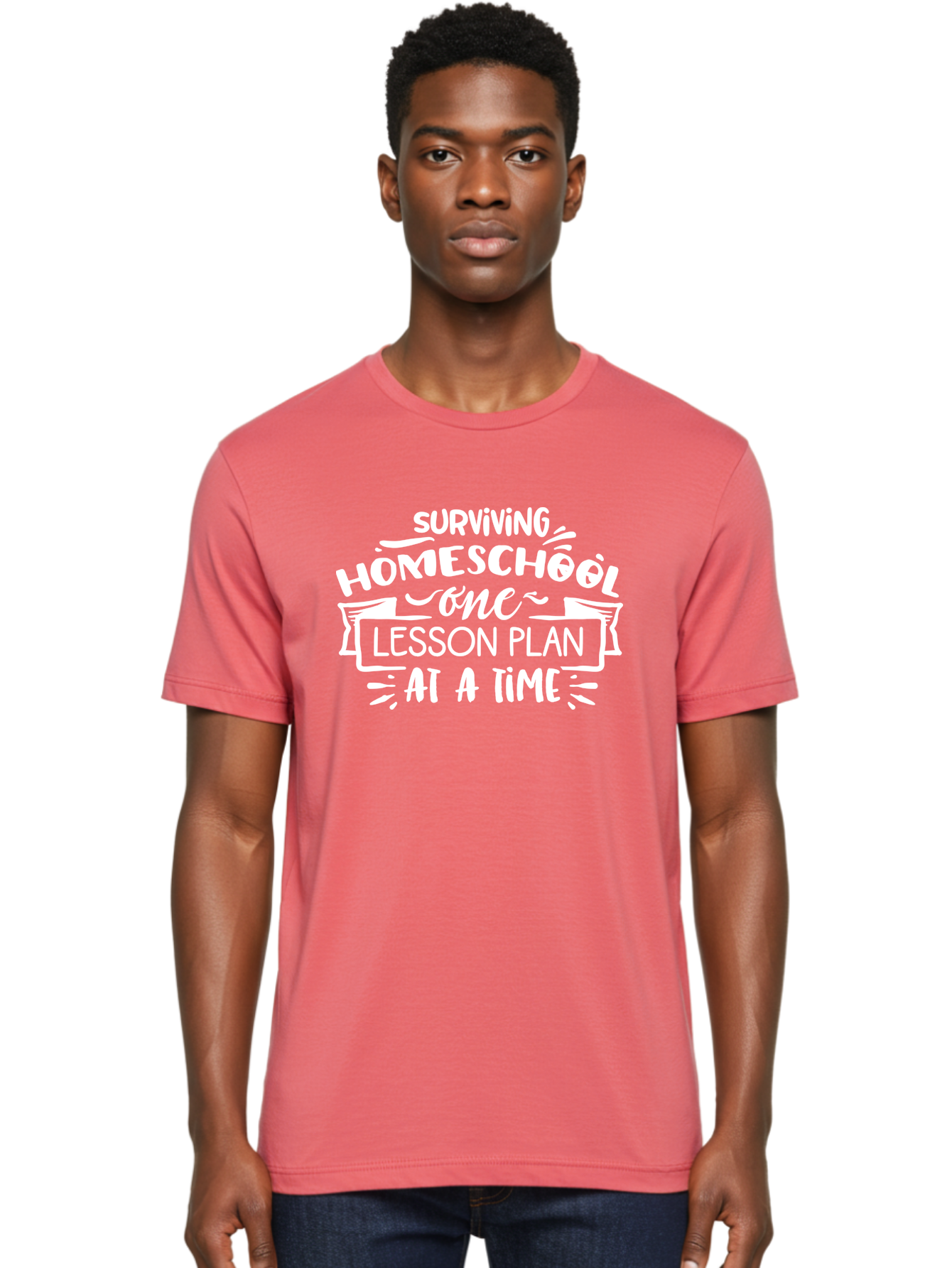 Surviving-Homeschool-7 Men'S Graphic Tee, 100% Cotton, Comfortable Casual Summer Wear, Machine Washable, Homeschool Survival, Homeschooling, Lesson Planning, Education, Teaching, Parenting, Humorous Quote, Inspirational Quote, Teaching Tip Aab438