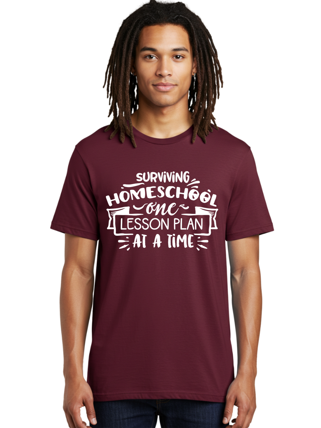 Surviving-Homeschool-7 Men'S Graphic Tee, 100% Cotton, Comfortable Casual Summer Wear, Machine Washable, Homeschool Survival, Homeschooling, Lesson Planning, Education, Teaching, Parenting, Humorous Quote, Inspirational Quote, Teaching Tip Aab438