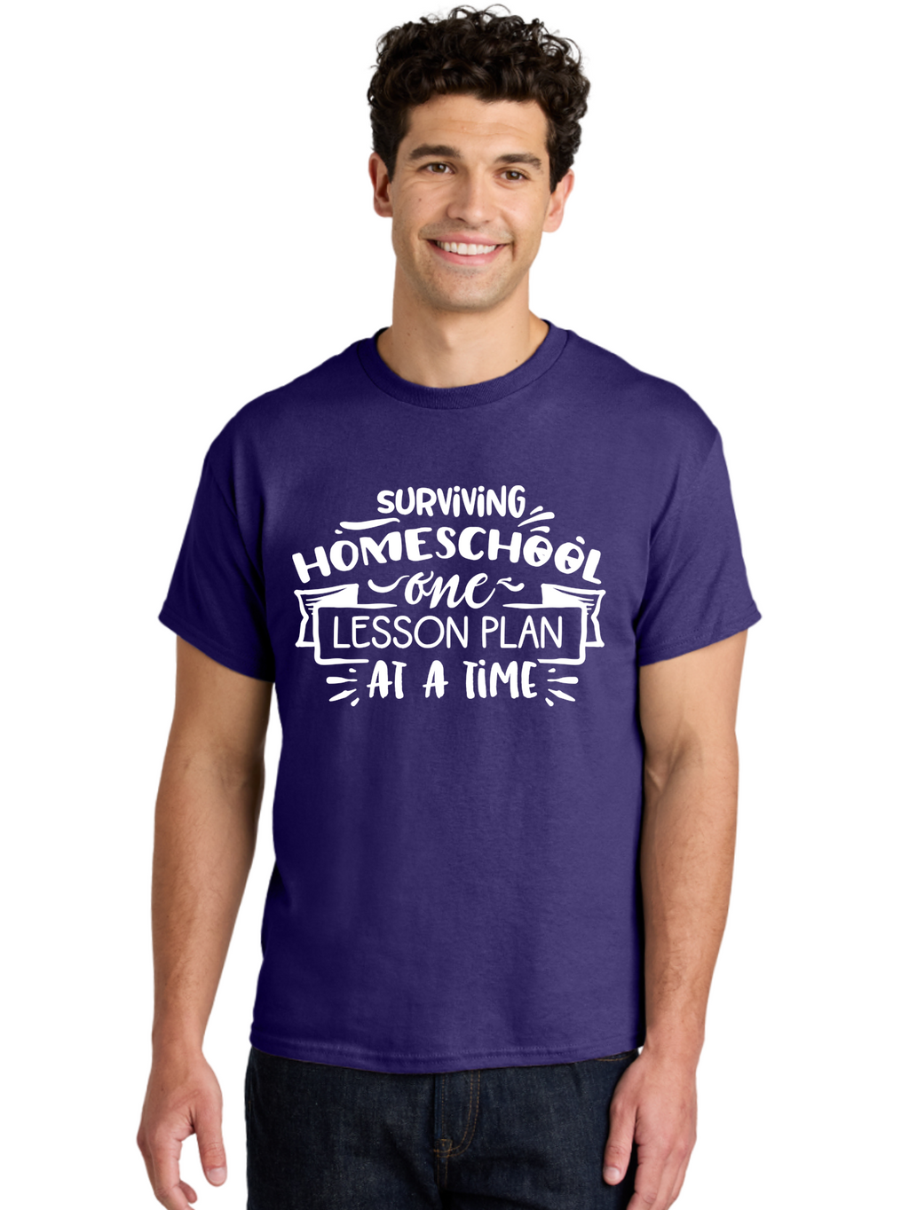 Surviving-Homeschool-7 Men'S Graphic Tee, 100% Cotton, Comfortable Casual Summer Wear, Machine Washable, Homeschool Survival, Homeschooling, Lesson Planning, Education, Teaching, Parenting, Humorous Quote, Inspirational Quote, Teaching Tip Aab438