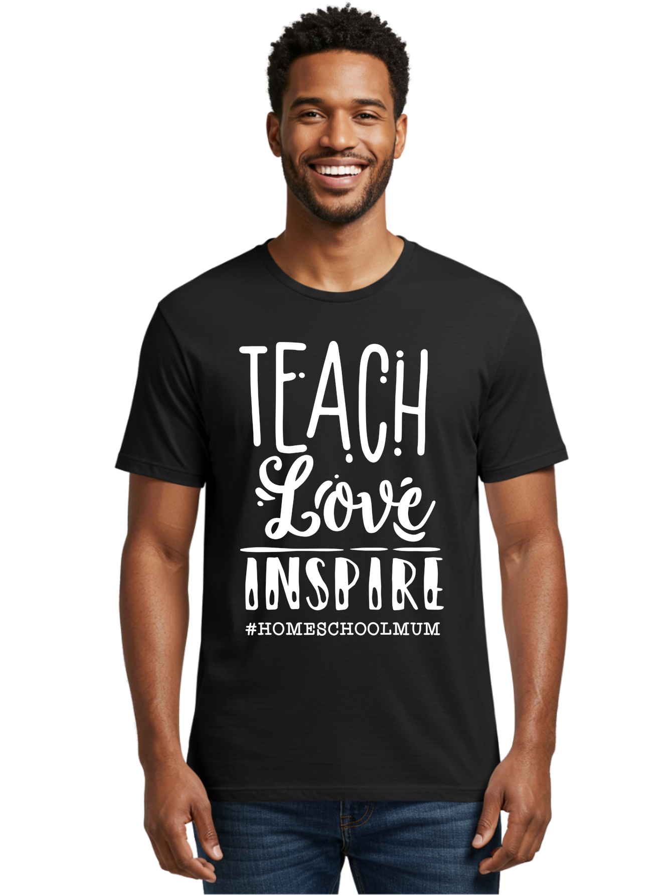Teach-Love-Inspire Men'S Graphic Tee, 100% Cotton, Comfortable Casual Summer Wear, Machine Washable, Inspirational Quote, Teaching With Love, Homeschooling Mom, Educational Motivation, Teaching Inspiration, Loving Teacher, Homeschool Mum, Aab445