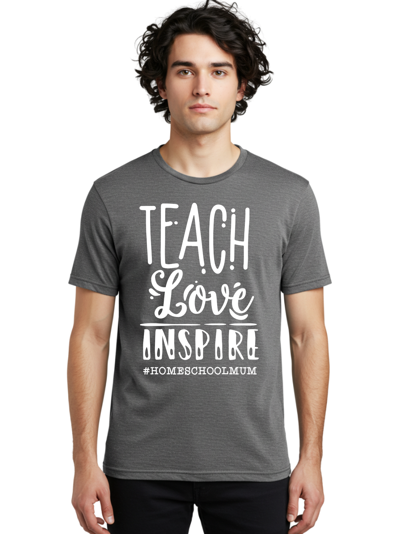 Teach-Love-Inspire Men'S Graphic Tee, 100% Cotton, Comfortable Casual Summer Wear, Machine Washable, Inspirational Quote, Teaching With Love, Homeschooling Mom, Educational Motivation, Teaching Inspiration, Loving Teacher, Homeschool Mum, Aab445