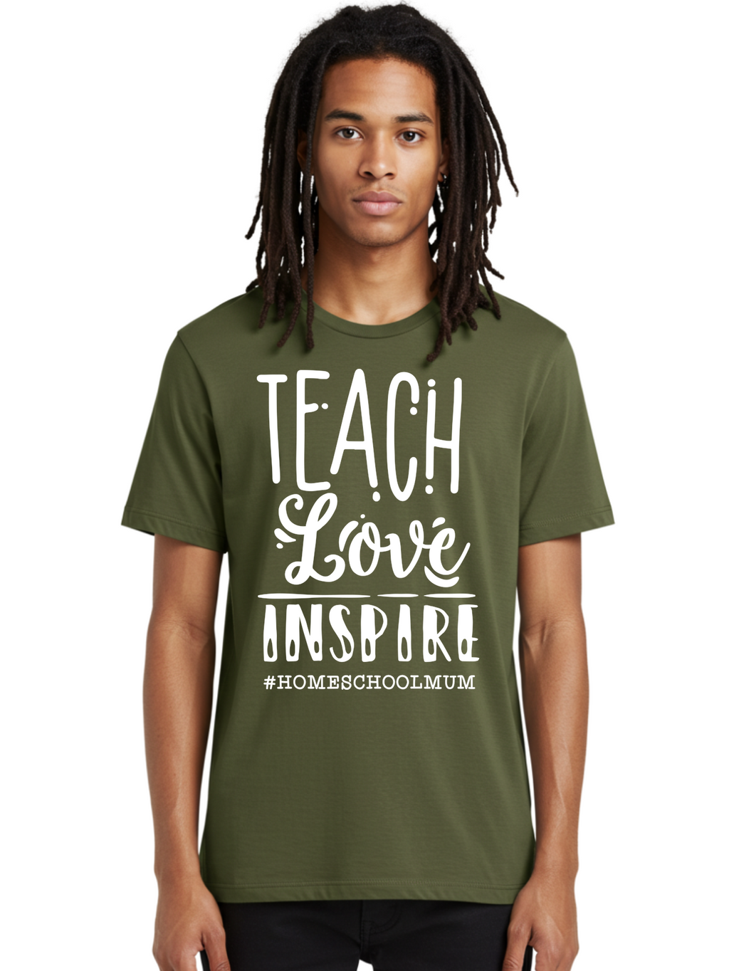 Teach-Love-Inspire Men'S Graphic Tee, 100% Cotton, Comfortable Casual Summer Wear, Machine Washable, Inspirational Quote, Teaching With Love, Homeschooling Mom, Educational Motivation, Teaching Inspiration, Loving Teacher, Homeschool Mum, Aab445