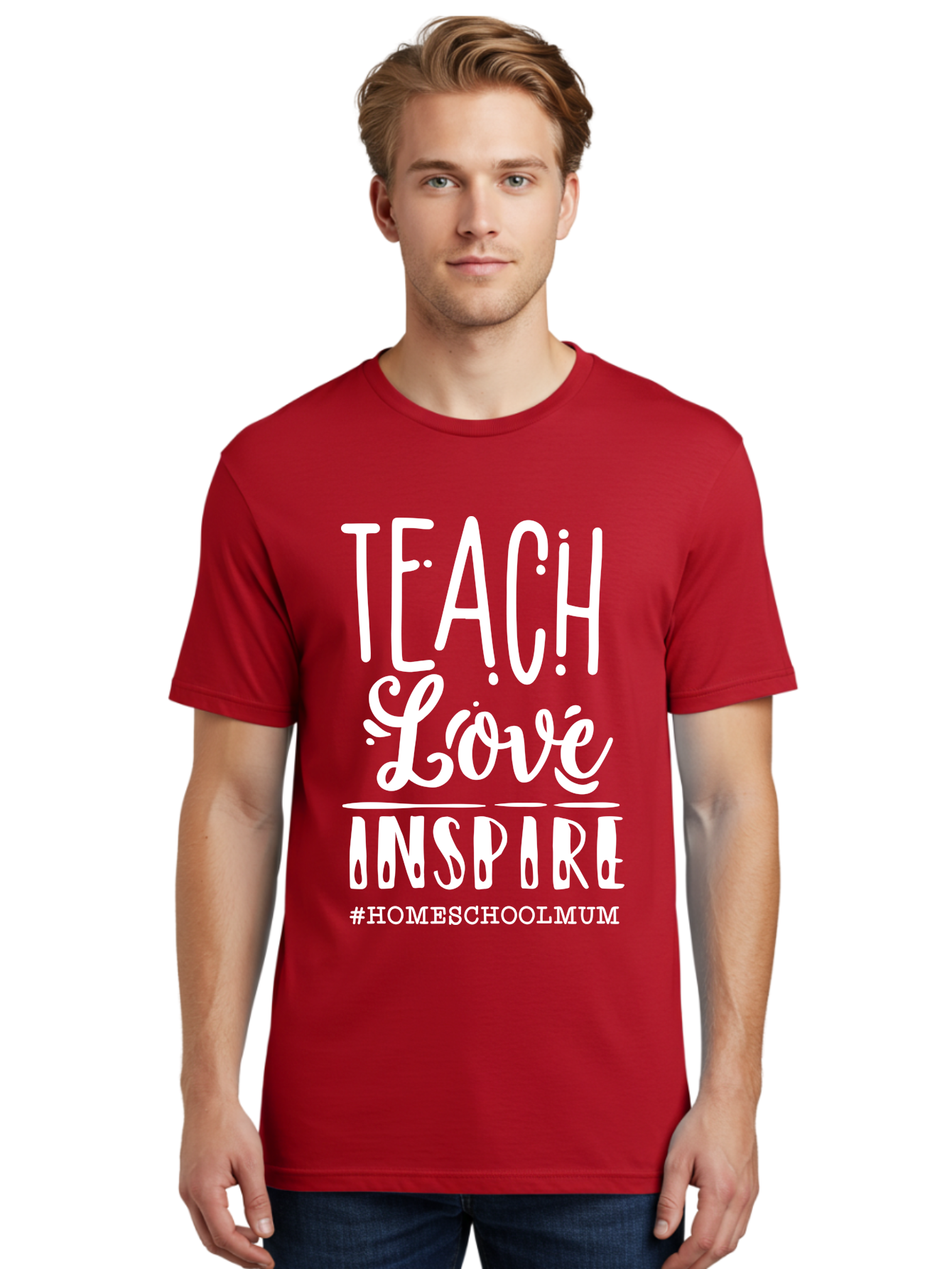 Teach-Love-Inspire Men'S Graphic Tee, 100% Cotton, Comfortable Casual Summer Wear, Machine Washable, Inspirational Quote, Teaching With Love, Homeschooling Mom, Educational Motivation, Teaching Inspiration, Loving Teacher, Homeschool Mum, Aab445