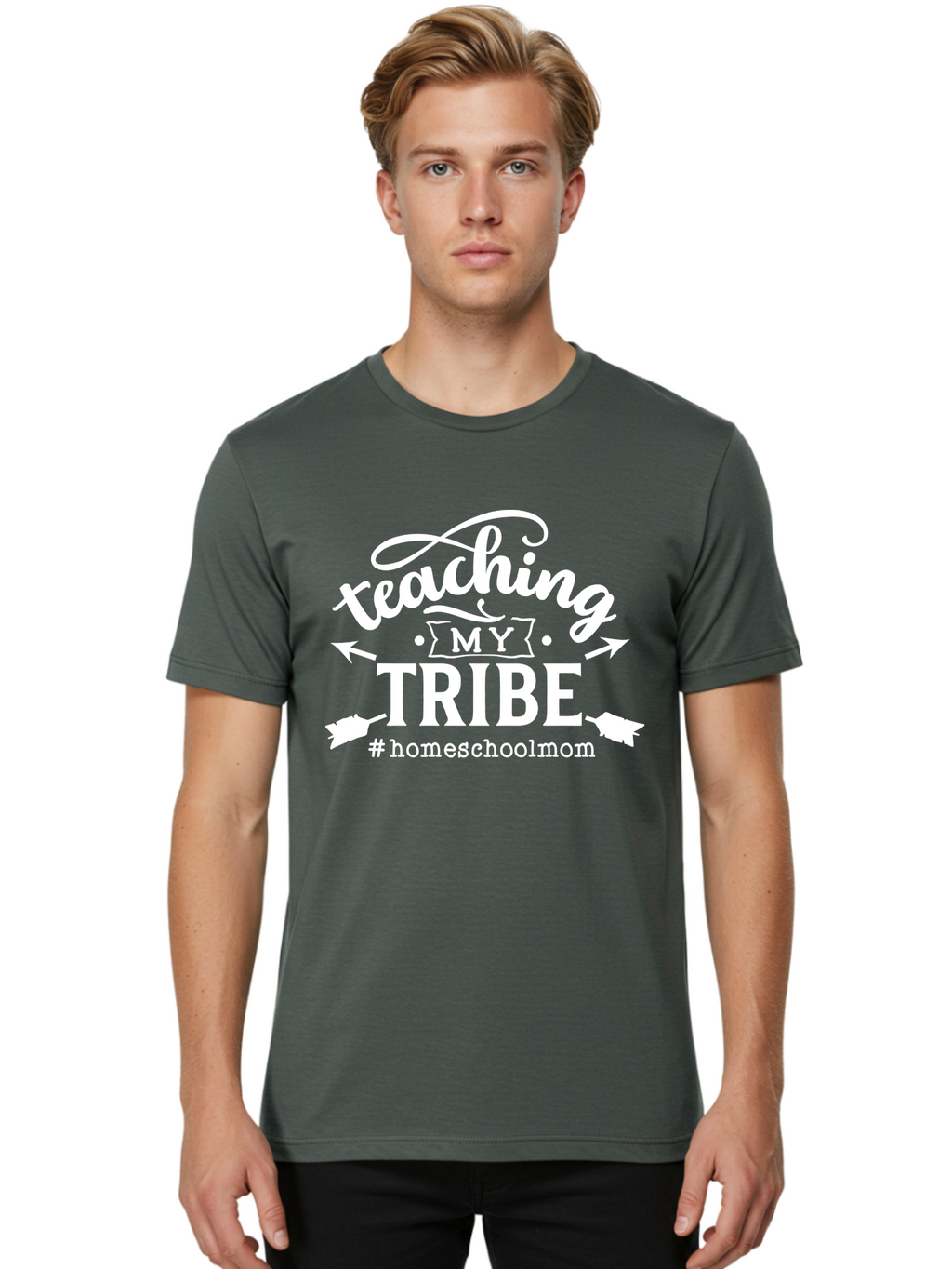 Teaching-My-Tribe-2 Men'S Graphic Tee, 100% Cotton, Comfortable Casual Summer Wear, Machine Washable, Homeschool Mom, Teaching My Tribe, Homeschooling, Parenting, Education, Family Learning, Custom Apparel, Inspirational Quote, Aab447