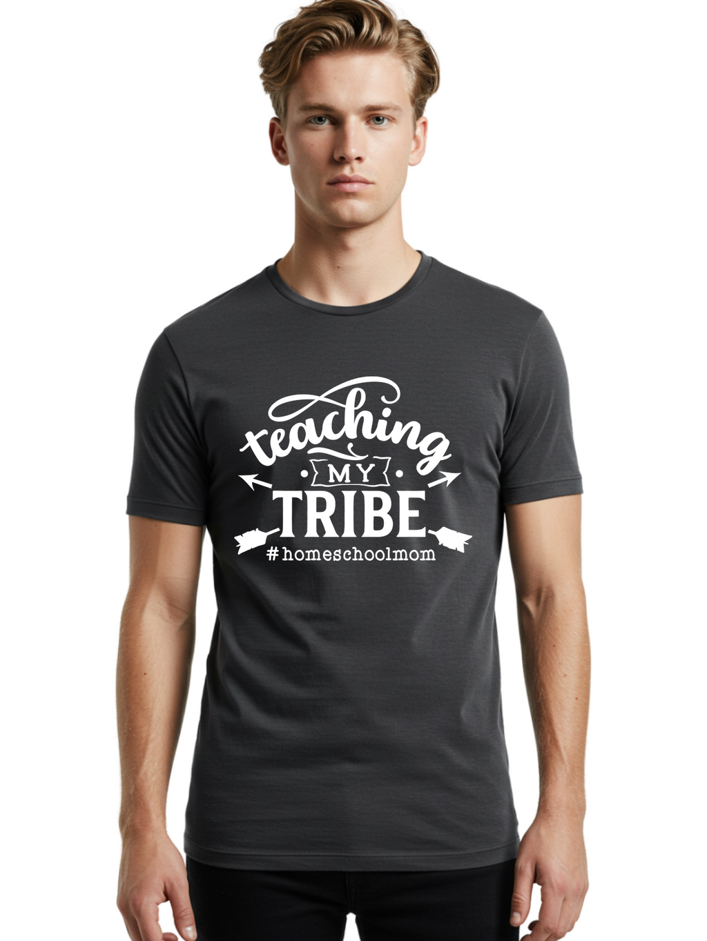 Teaching-My-Tribe-2 Men'S Graphic Tee, 100% Cotton, Comfortable Casual Summer Wear, Machine Washable, Homeschool Mom, Teaching My Tribe, Homeschooling, Parenting, Education, Family Learning, Custom Apparel, Inspirational Quote, Aab447