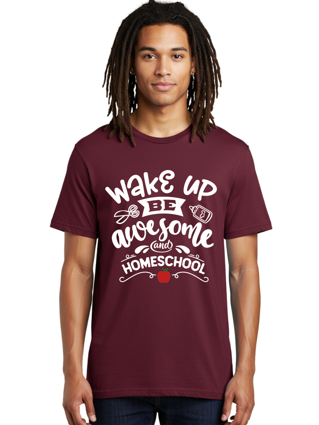 Wake-Up-Be-Awesome-And-Homeschool-1 Men'S Graphic Tee, 100% Cotton, Comfortable Casual Summer Wear, Machine Washable, Homeschool Inspiration, Motivational Quote, Morning Motivation, Educational Quote, Homeschooling, Learning At Home, Aab452