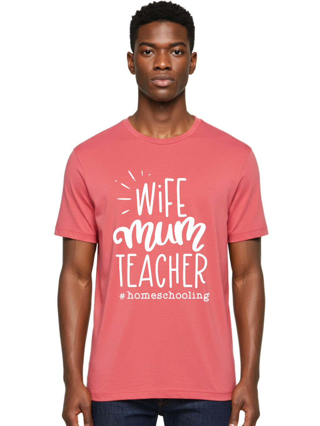 Wife-Mum-Teacher-Homeschooling Men'S Graphic Tee, 100% Cotton, Comfortable Casual Summer Wear, Machine Washable, Wife, Mum, Teacher, Homeschooling, Family Roles, Teaching At Home, Modern Parenting, Family Values Aab458