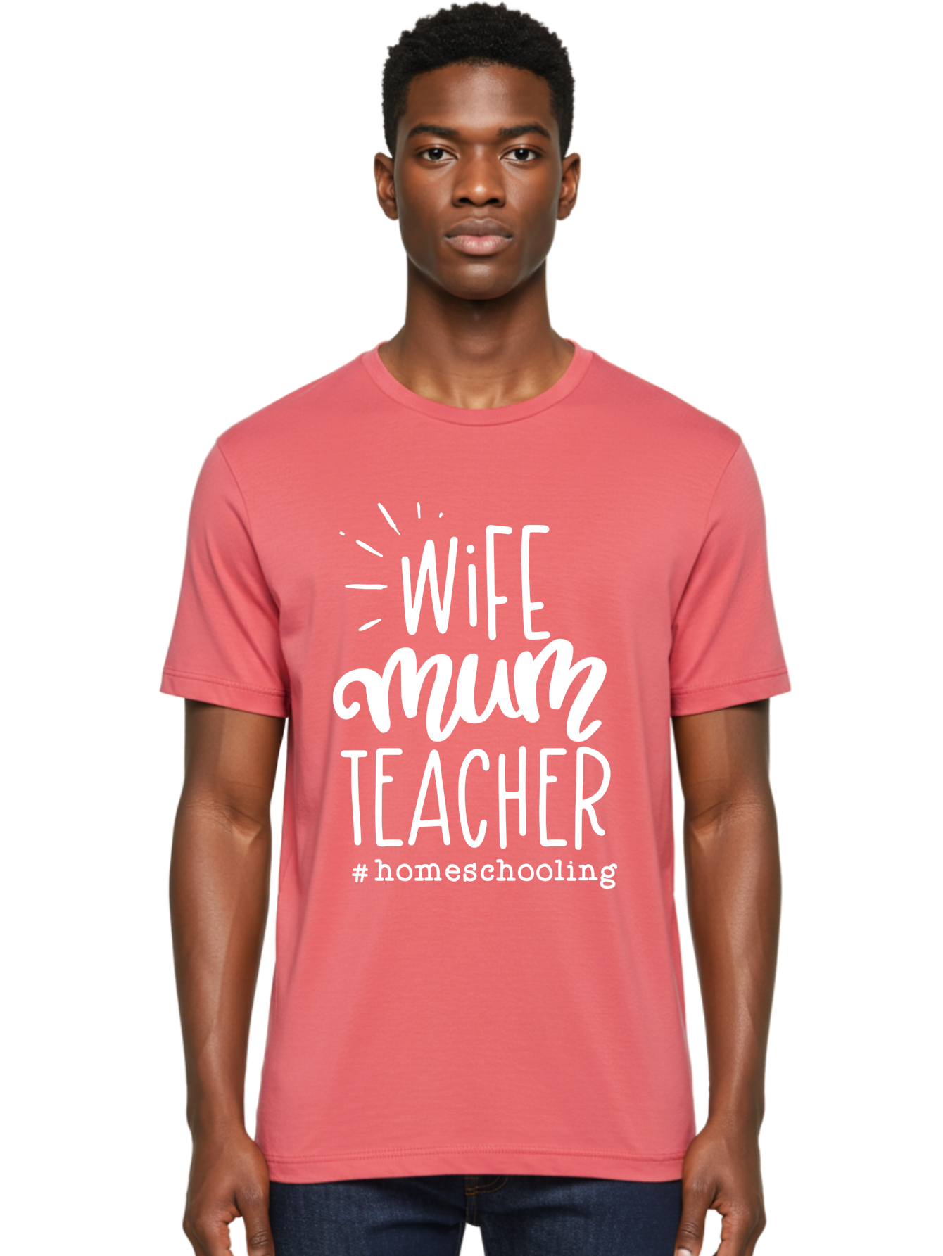 Wife-Mum-Teacher-Homeschooling Men'S Graphic Tee, 100% Cotton, Comfortable Casual Summer Wear, Machine Washable, Wife, Mum, Teacher, Homeschooling, Family Roles, Teaching At Home, Modern Parenting, Family Values Aab458