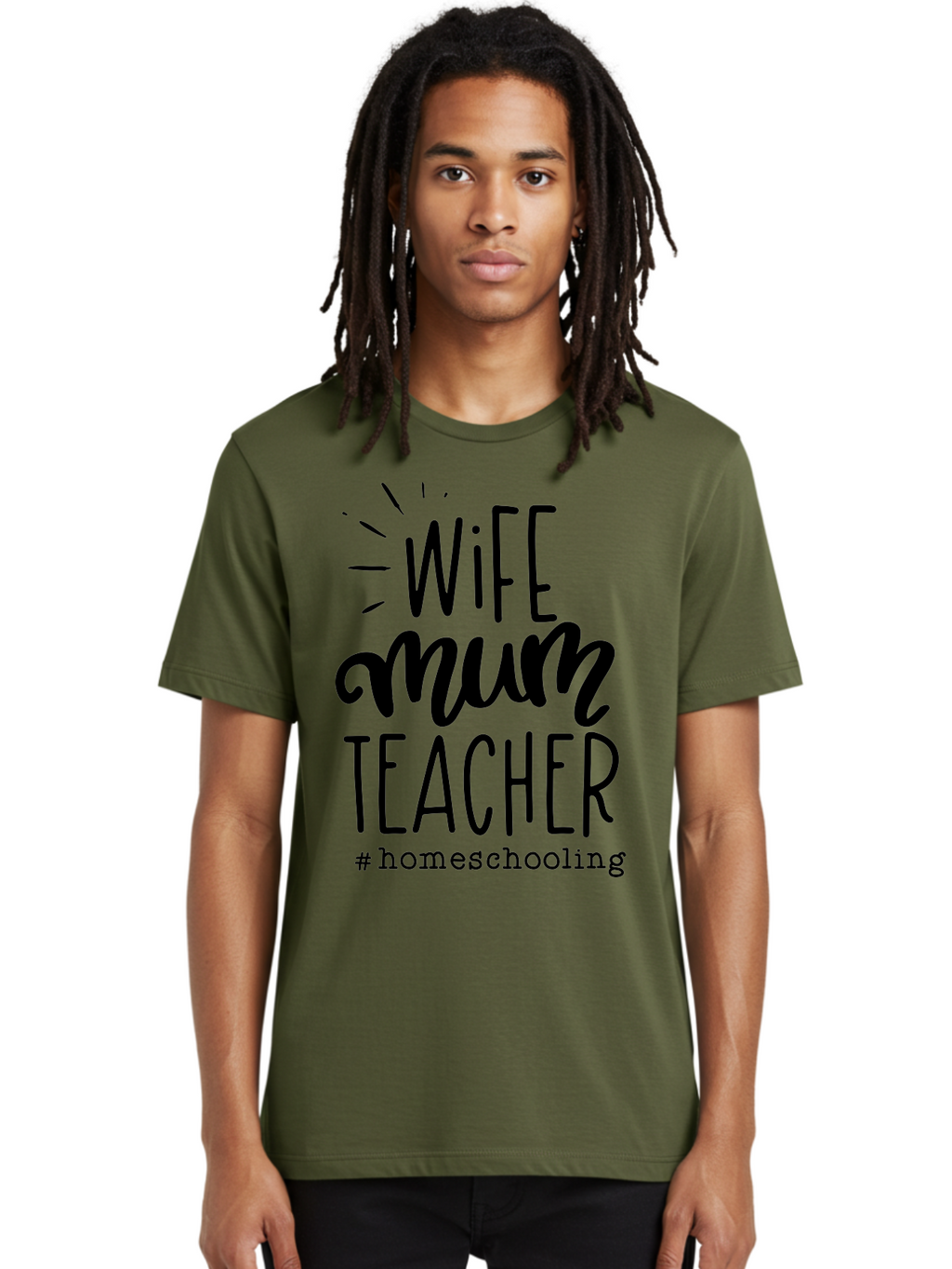 Wife-Mum-Teacher Men'S Graphic Tee, 100% Cotton, Comfortable Casual Summer Wear, Machine Washable, Homeschooling Mom, Wife And Teacher, Modern Family, Home Education, Parenting Roles, Inspirational Quote, Homeschooling Lifestyle Aab459