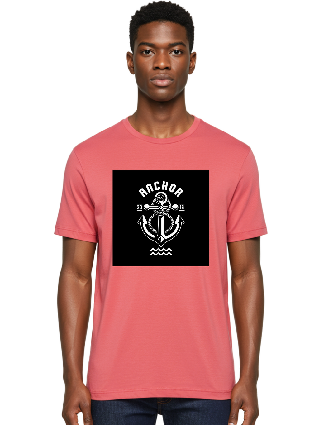 Anchor-2016 Men'S Graphic Tee, 100% Cotton, Comfortable Casual Summer Wear, Machine Washable, Anchor Logo, Nautical Design, Vintage Style, Maritime Symbol, Rope Detail, Anchor Emblem, Sailing Theme, Retro Aesthetic, Sea Waves Aab461