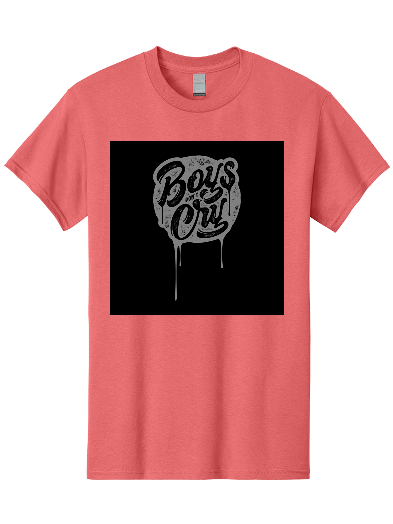 Boys-Don-T-Cry Men'S Graphic Tee, 100% Cotton, Comfortable Casual Summer Wear, Machine Washable, Boys Don'T Cry, Emotional Strength, Bold Typography, Grey Paint Drips, Black Background, Graphic Design, Urban Style, Rock Music, Typographic Art, Aab463