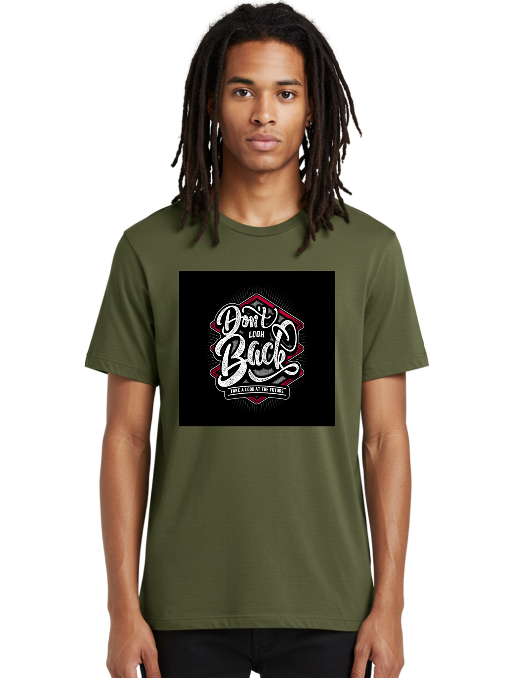 Don-T-Look-Back Men'S Graphic Tee, 100% Cotton, Comfortable Casual Summer Wear, Machine Washable, Motivational Quote, Inspirational Saying, Don'T Look Back, Take A Look At The Future, Motivational Poster, Typography Art, Bold Font, Aab465