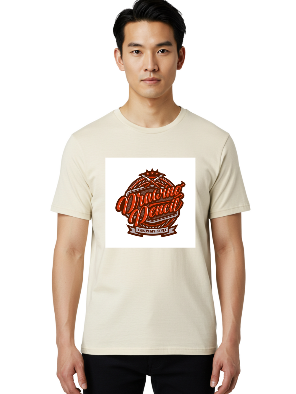 Drawing-Pencil Men'S Graphic Tee, 100% Cotton, Comfortable Casual Summer Wear, Machine Washable, Artistic Expression, Drawing Tools, Creative Style, Vintage Graphics, Artistic Pencils, Illustration Design, Sketching Supplies, Drawing Pencil, Aab466
