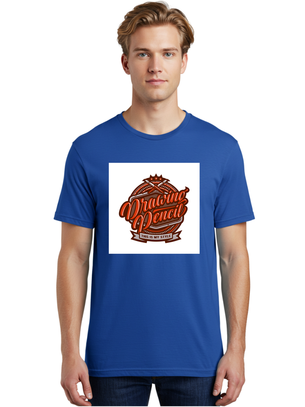 Drawing-Pencil Men'S Graphic Tee, 100% Cotton, Comfortable Casual Summer Wear, Machine Washable, Artistic Expression, Drawing Tools, Creative Style, Vintage Graphics, Artistic Pencils, Illustration Design, Sketching Supplies, Drawing Pencil, Aab466