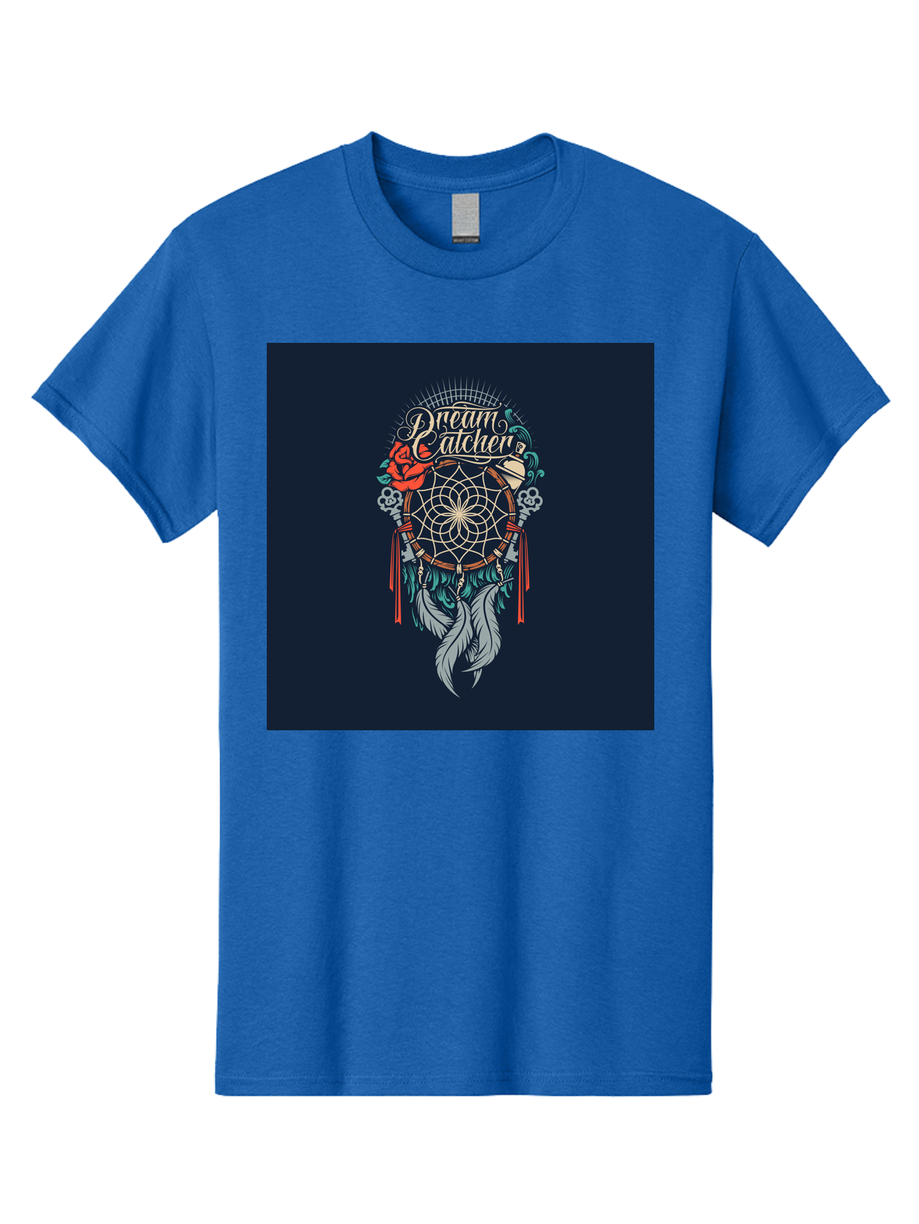 Dream-Catcher Men'S Graphic Tee, 100% Cotton, Comfortable Casual Summer Wear, Machine Washable, Dream Catcher, Bohemian Decor, Feather Design, Mystical Art, Spiritual Symbolism, Tribal Tattoo, Mystical Vibes, Dreamcatcher Art, Aab467
